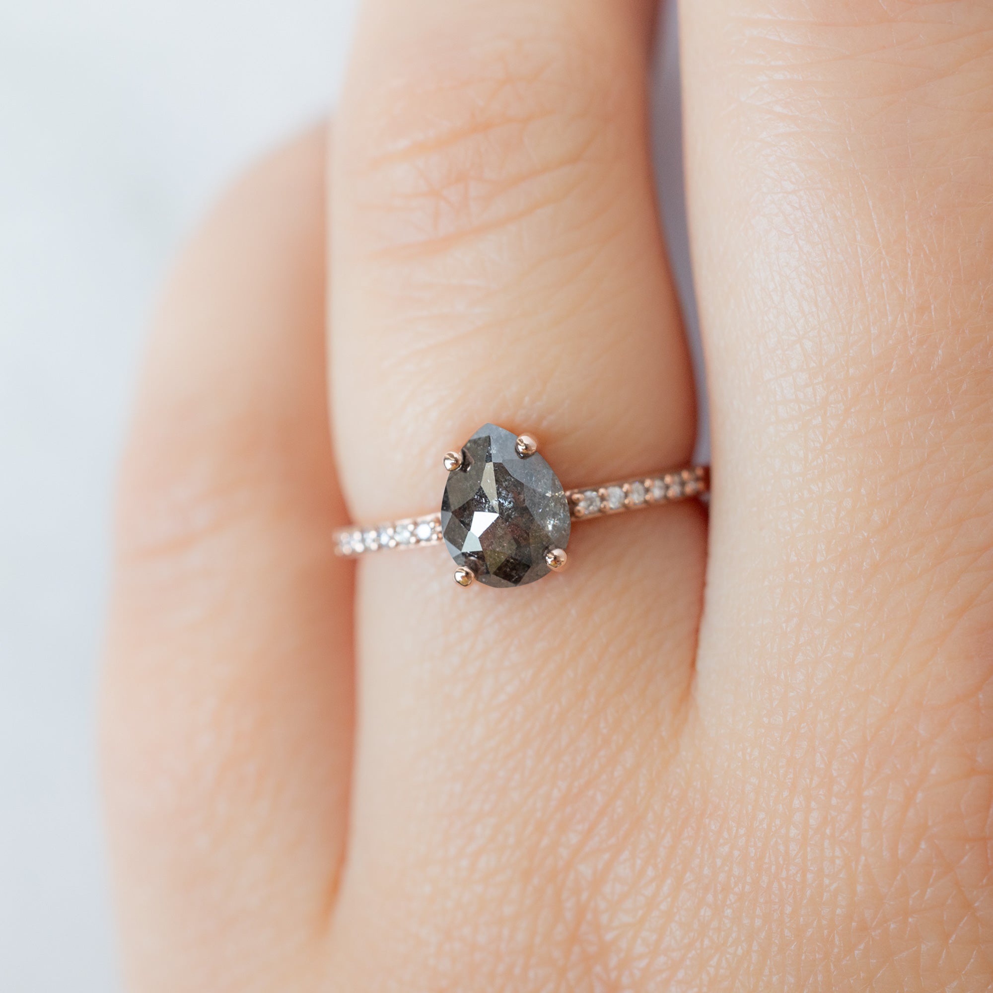 Alexis Russell  Engagement Rings The Willow Ring | 1.38ct Pear Black Diamond in 14K Rose Gold