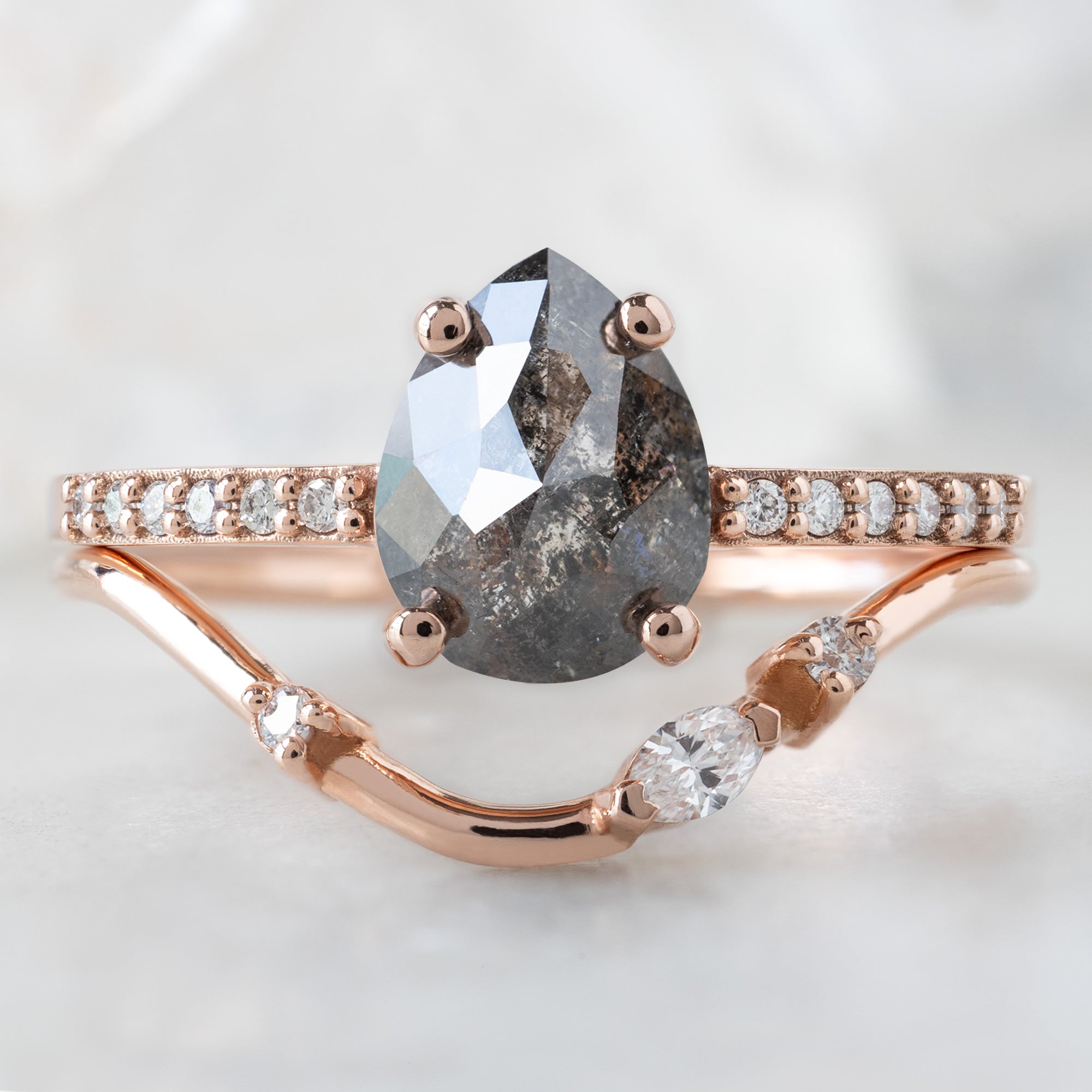 Alexis Russell  Engagement Rings The Willow Ring | 1.38ct Pear Black Diamond in 14K Rose Gold