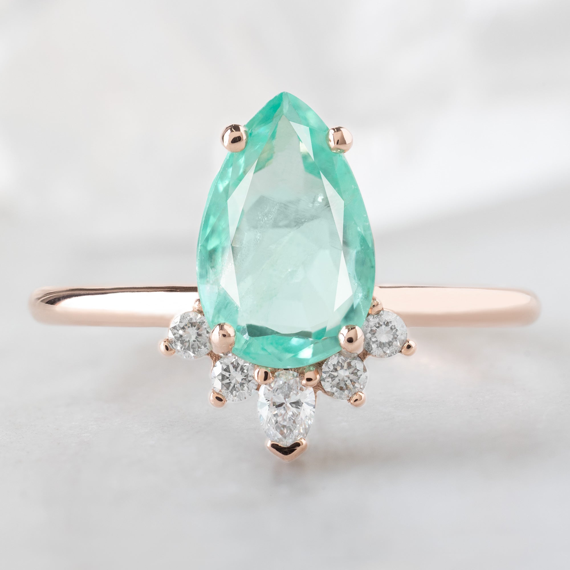 Alexis Russell  Engagement Rings The Aster Ring | 1.48ct Pear Emerald in 14K Rose Gold