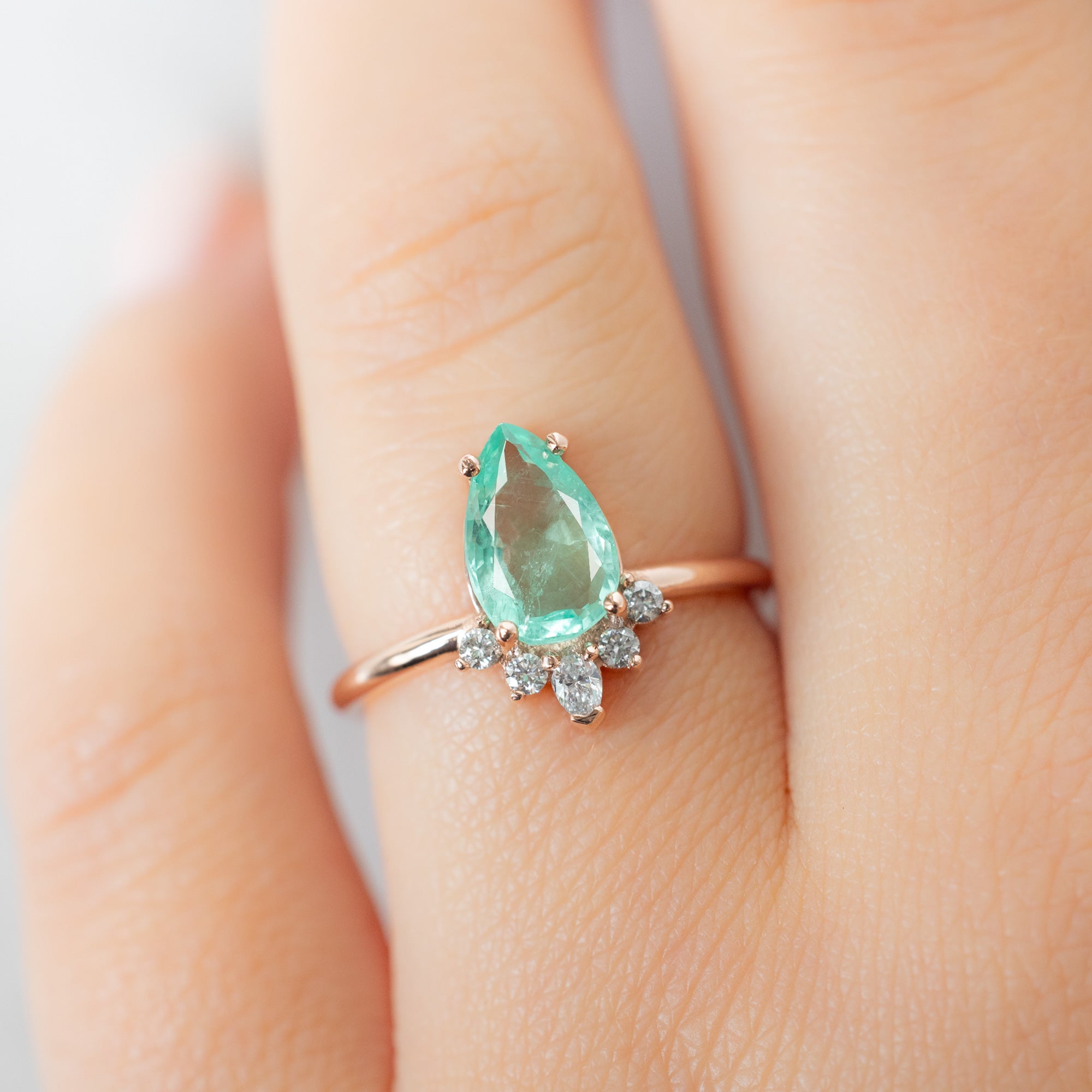 Alexis Russell  Engagement Rings The Aster Ring | 1.48ct Pear Emerald in 14K Rose Gold