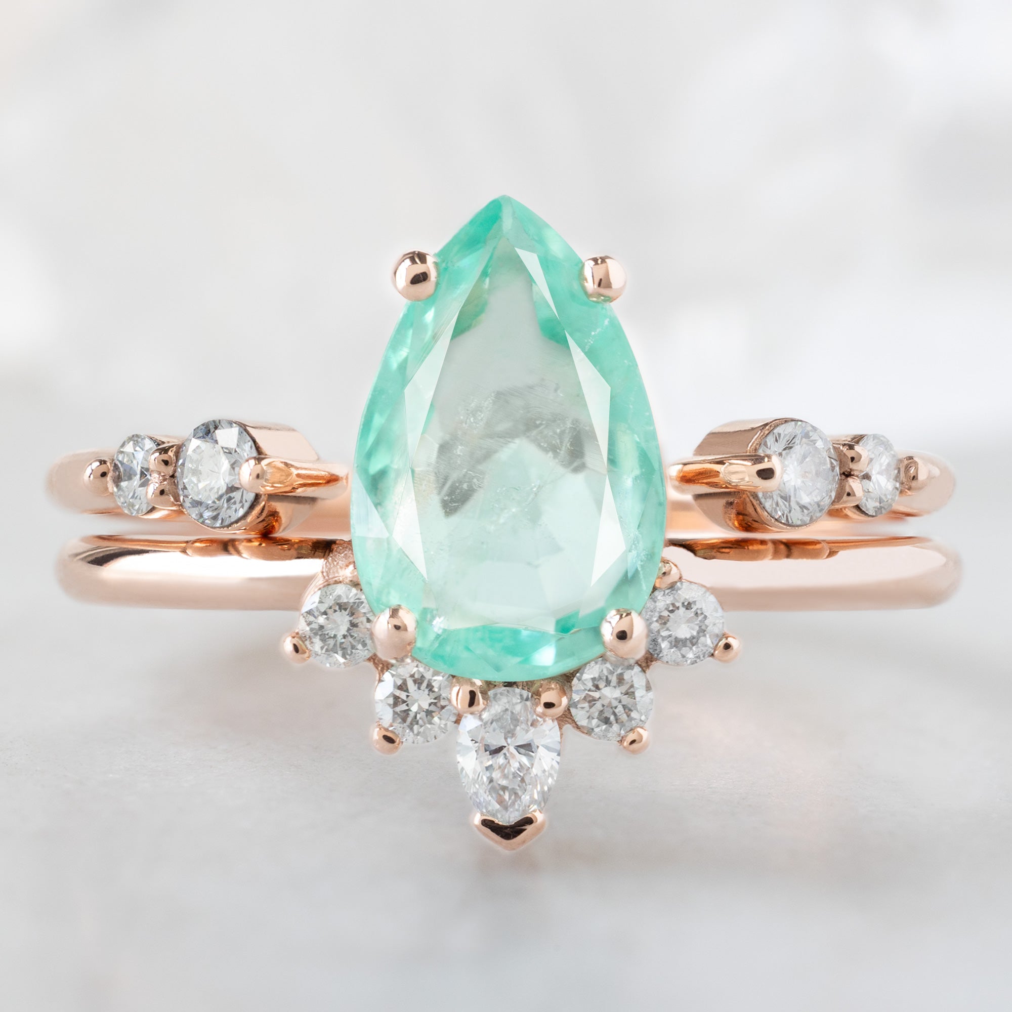Alexis Russell  Engagement Rings The Aster Ring | 1.48ct Pear Emerald in 14K Rose Gold