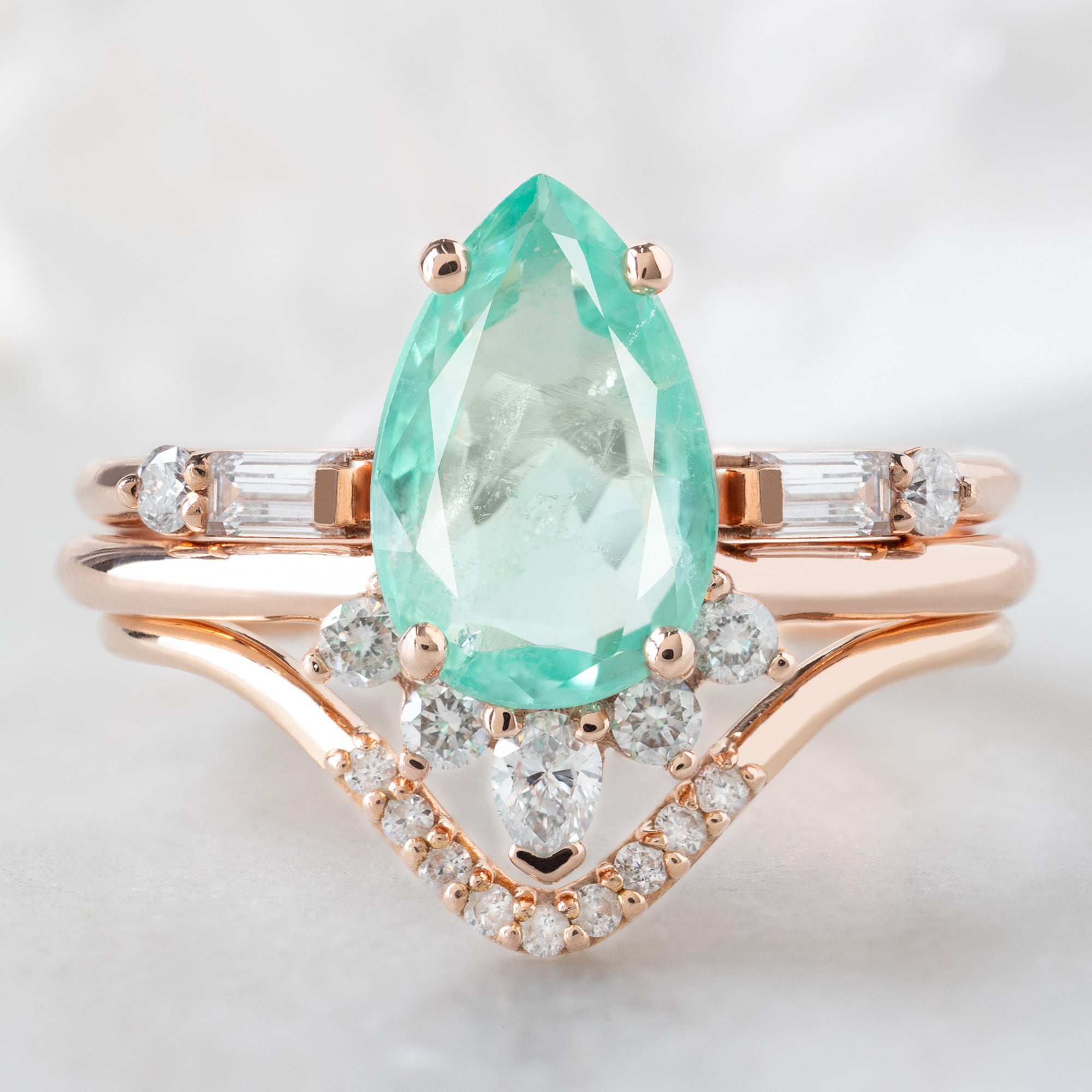 Alexis Russell  Engagement Rings The Aster Ring | 1.48ct Pear Emerald in 14K Rose Gold