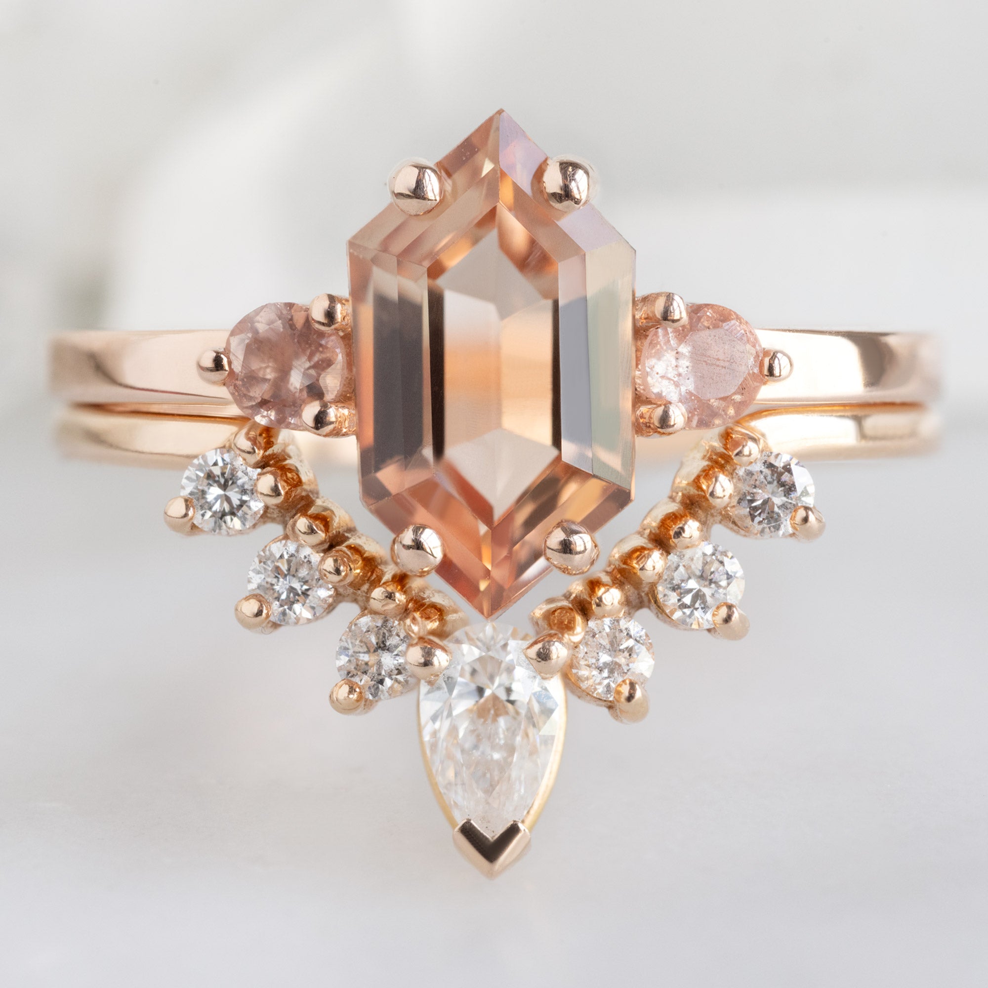 Alexis Russell  Engagement Rings The Monochrome Ring | 1.0ct Hexagon Oregon Sunstone in 14K Rose Gold