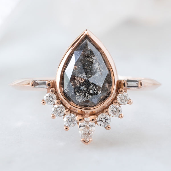 Alexis Russell  Engagement Rings The Posy Ring | 1.32ct Pear Black Diamond in 14K Rose Gold
