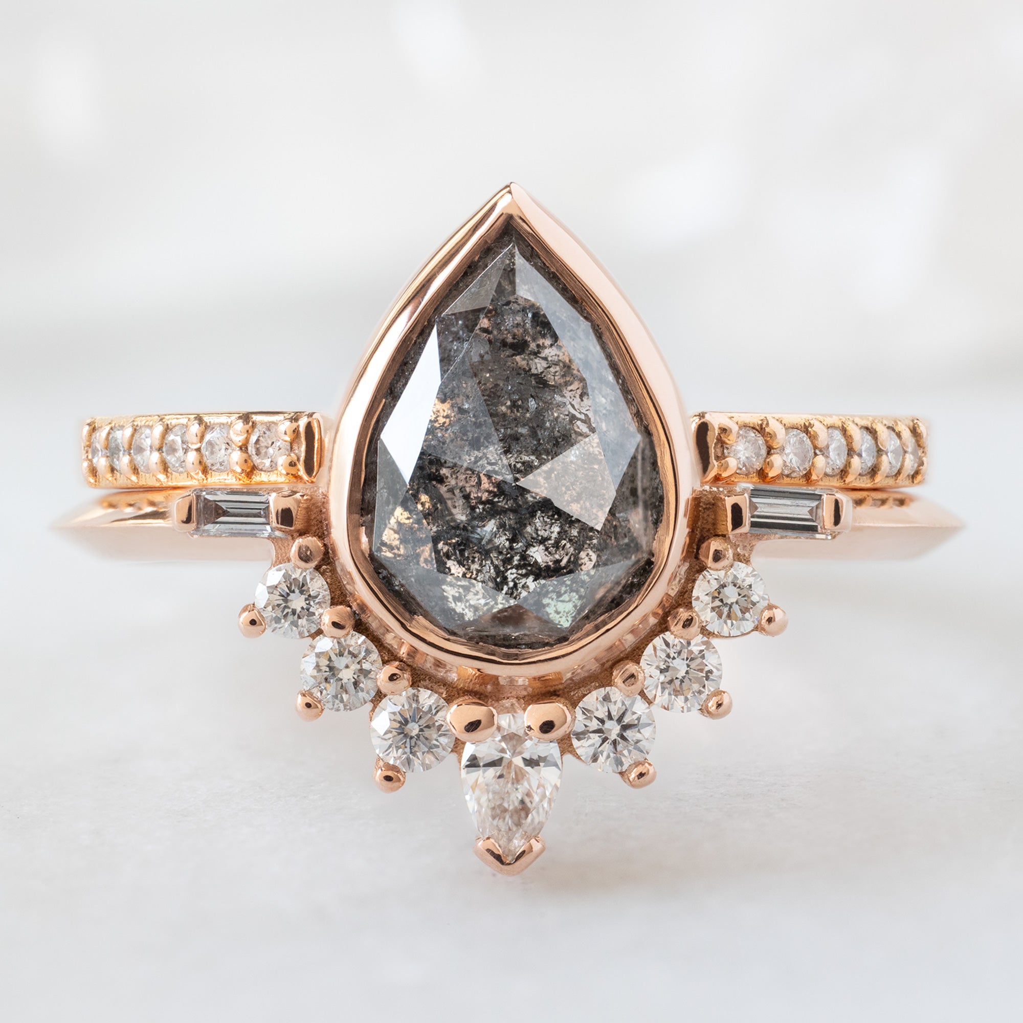 Alexis Russell  Engagement Rings The Posy Ring | 1.32ct Pear Black Diamond in 14K Rose Gold