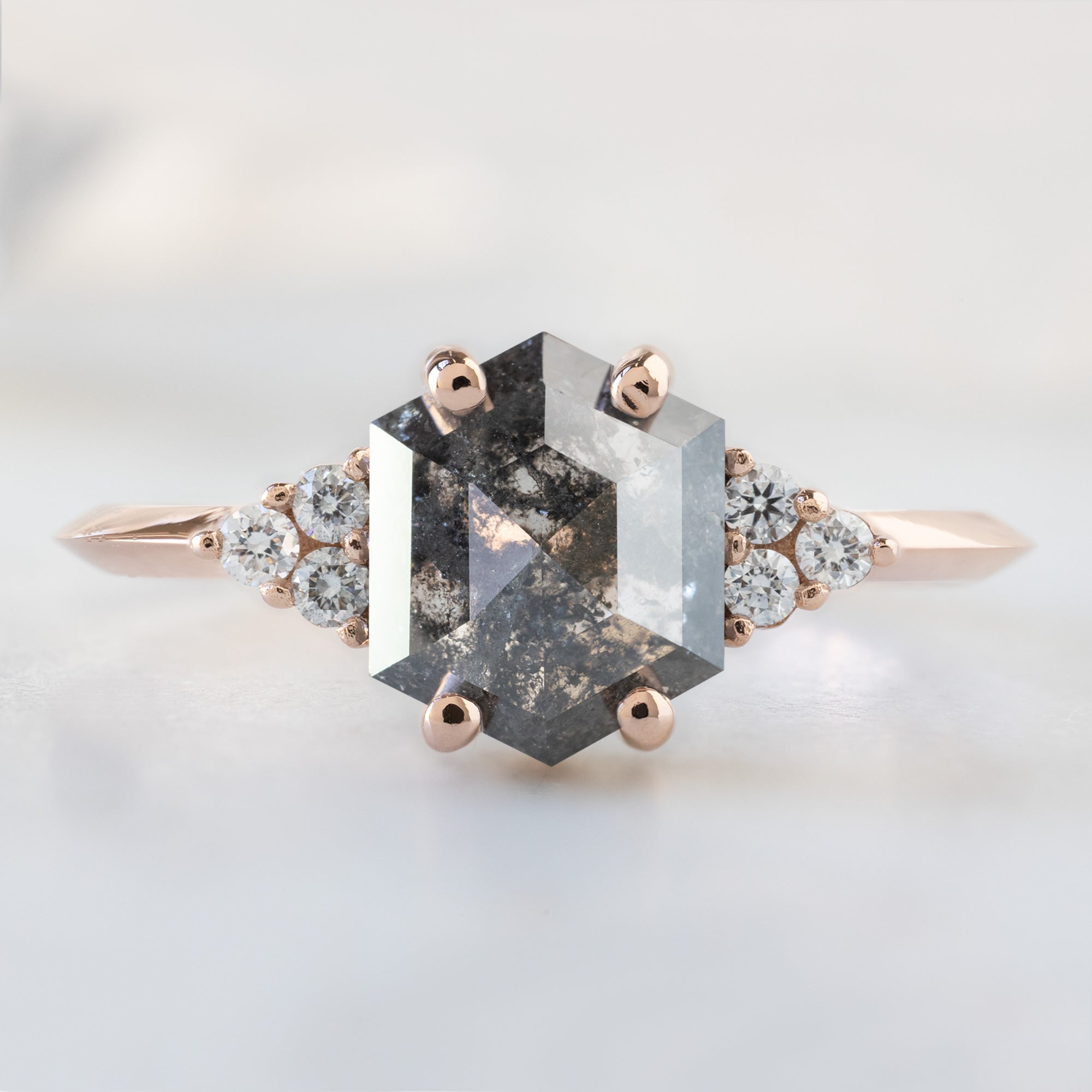 Alexis Russell  Engagement Rings The Ivy Ring | 1.53ct Hexagon Salt and Pepper Diamond in 14K Rose Gold