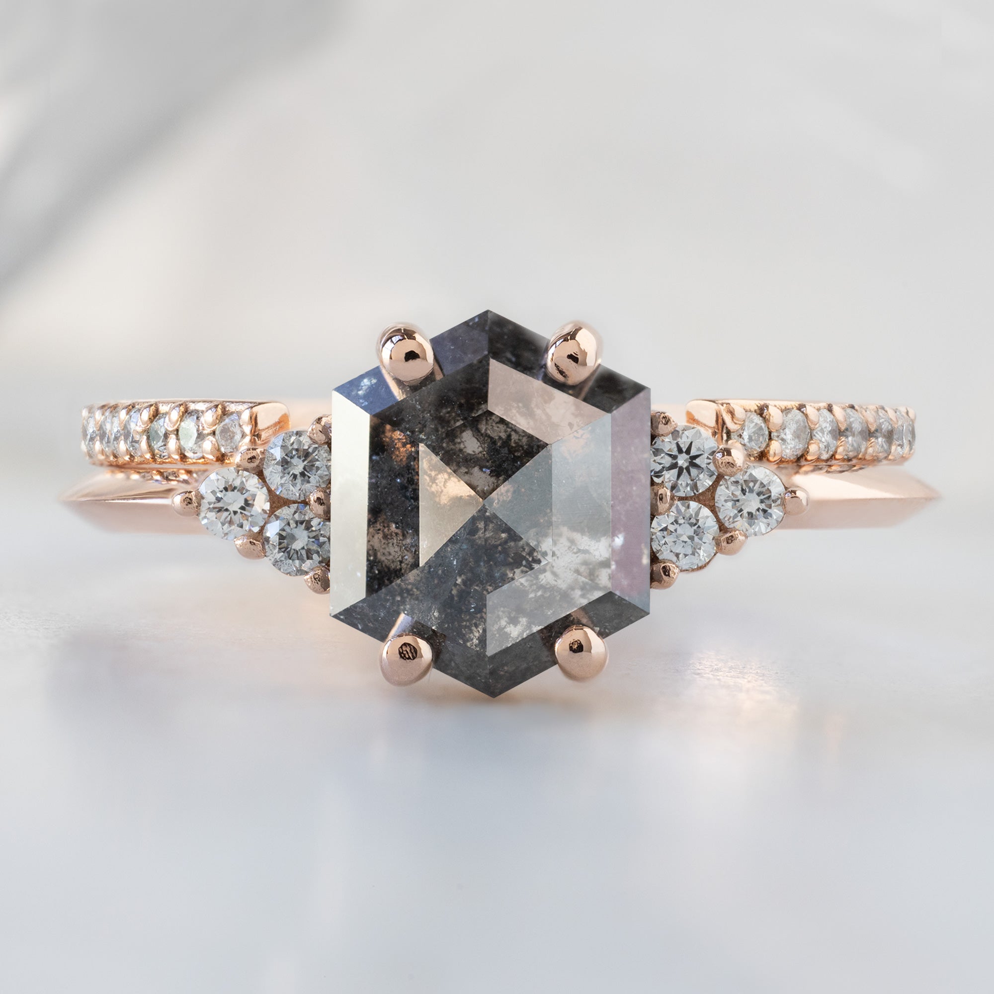 Alexis Russell  Engagement Rings The Ivy Ring | 1.53ct Hexagon Salt and Pepper Diamond in 14K Rose Gold