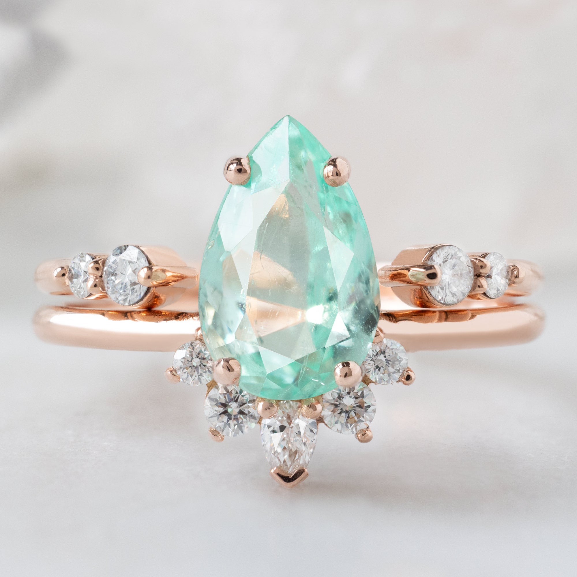Alexis Russell  Engagement Rings The Aster Ring | 1.54ct Pear Emerald in 14K Rose Gold