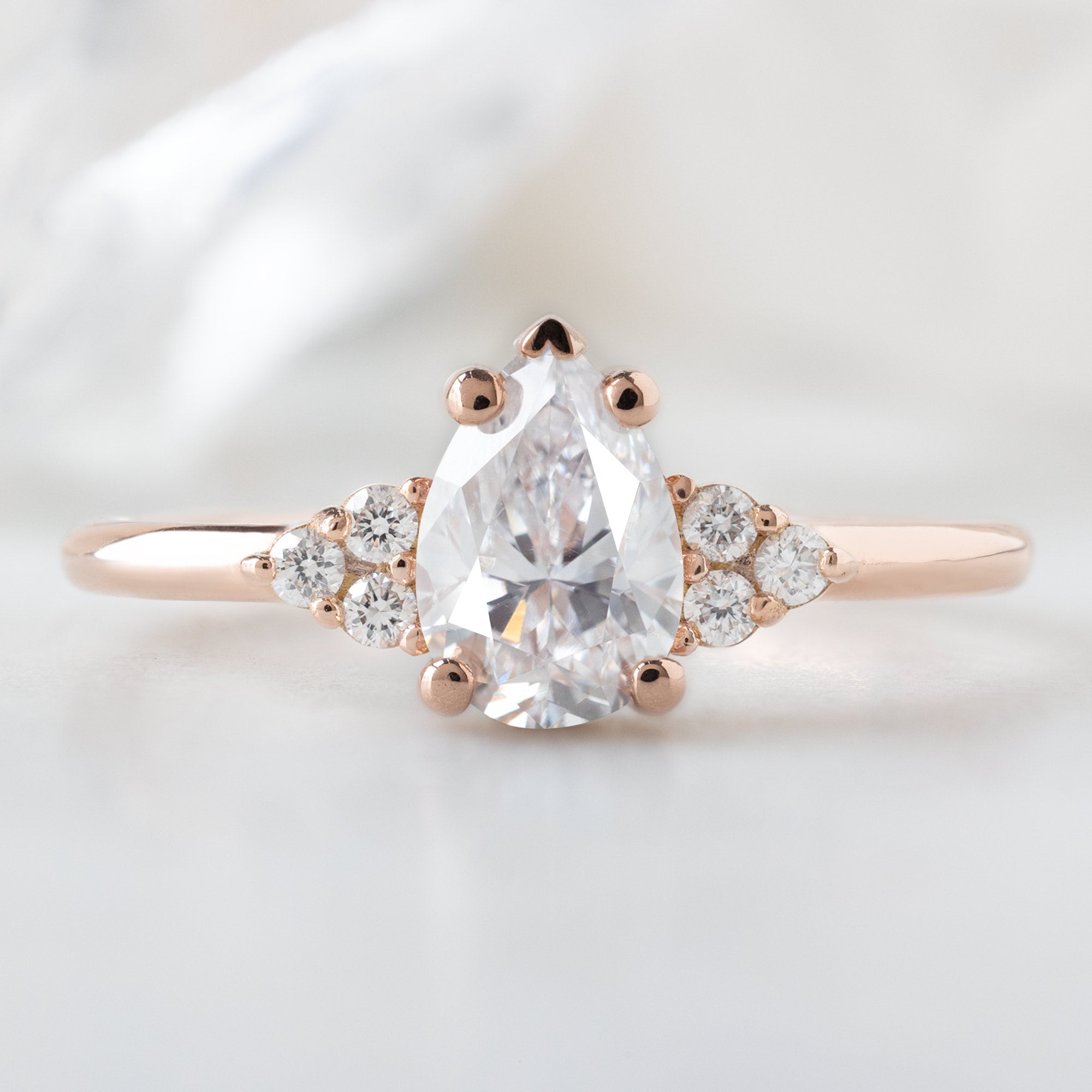 Alexis Russell  Engagement Rings The Ivy Ring | .79ct Natural Pear White Diamond in 14K Rose Gold