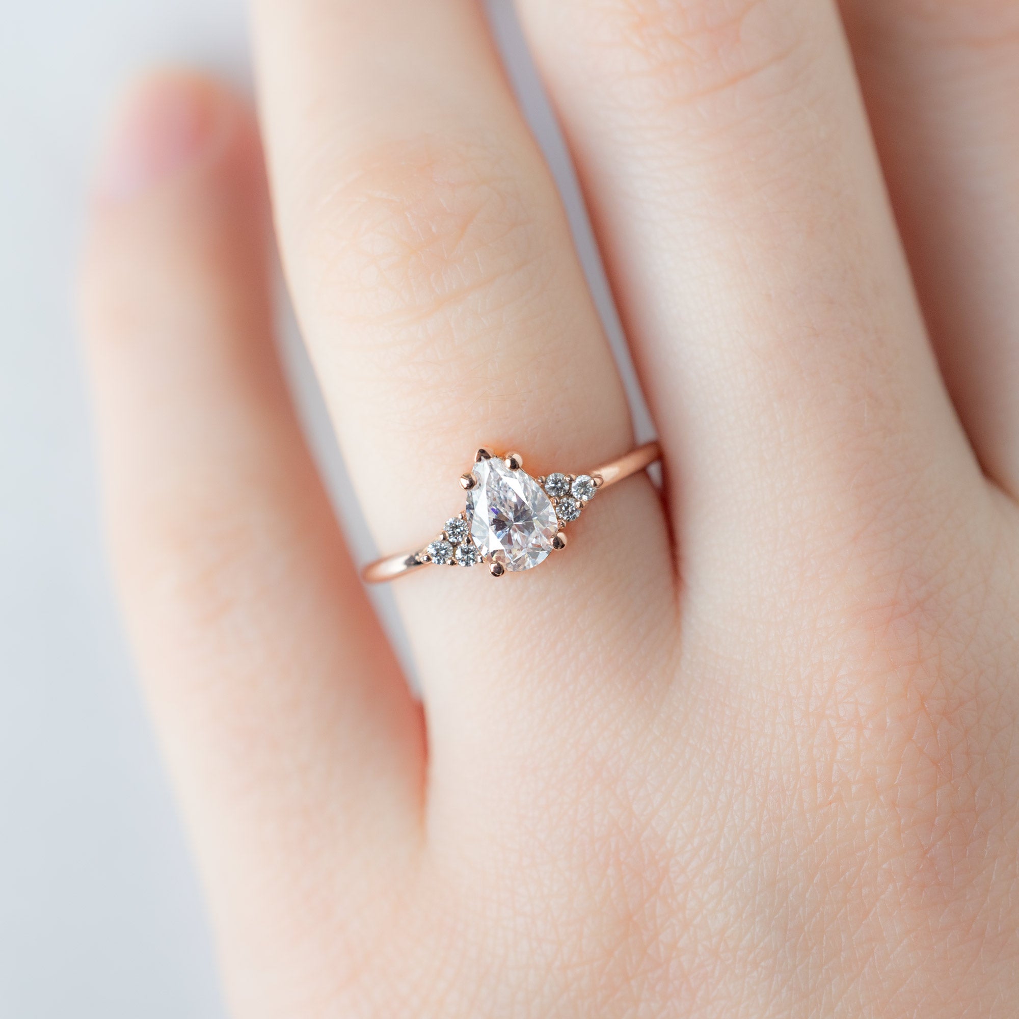 Alexis Russell  Engagement Rings The Ivy Ring | .79ct Natural Pear White Diamond in 14K Rose Gold