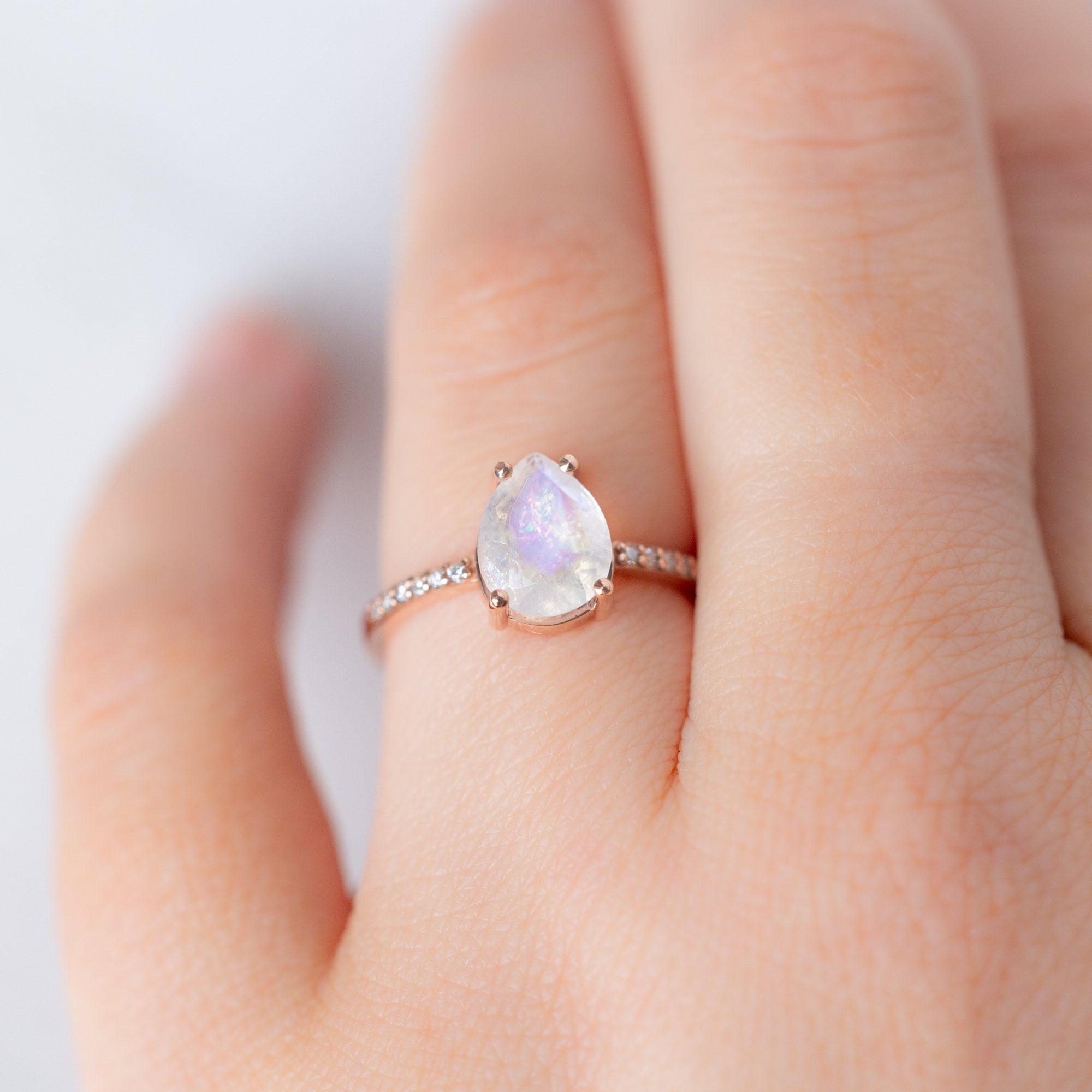 Alexis Russell  Engagement Rings The Willow Ring | 1.38ct Pear Moonstone in 14K Rose Gold