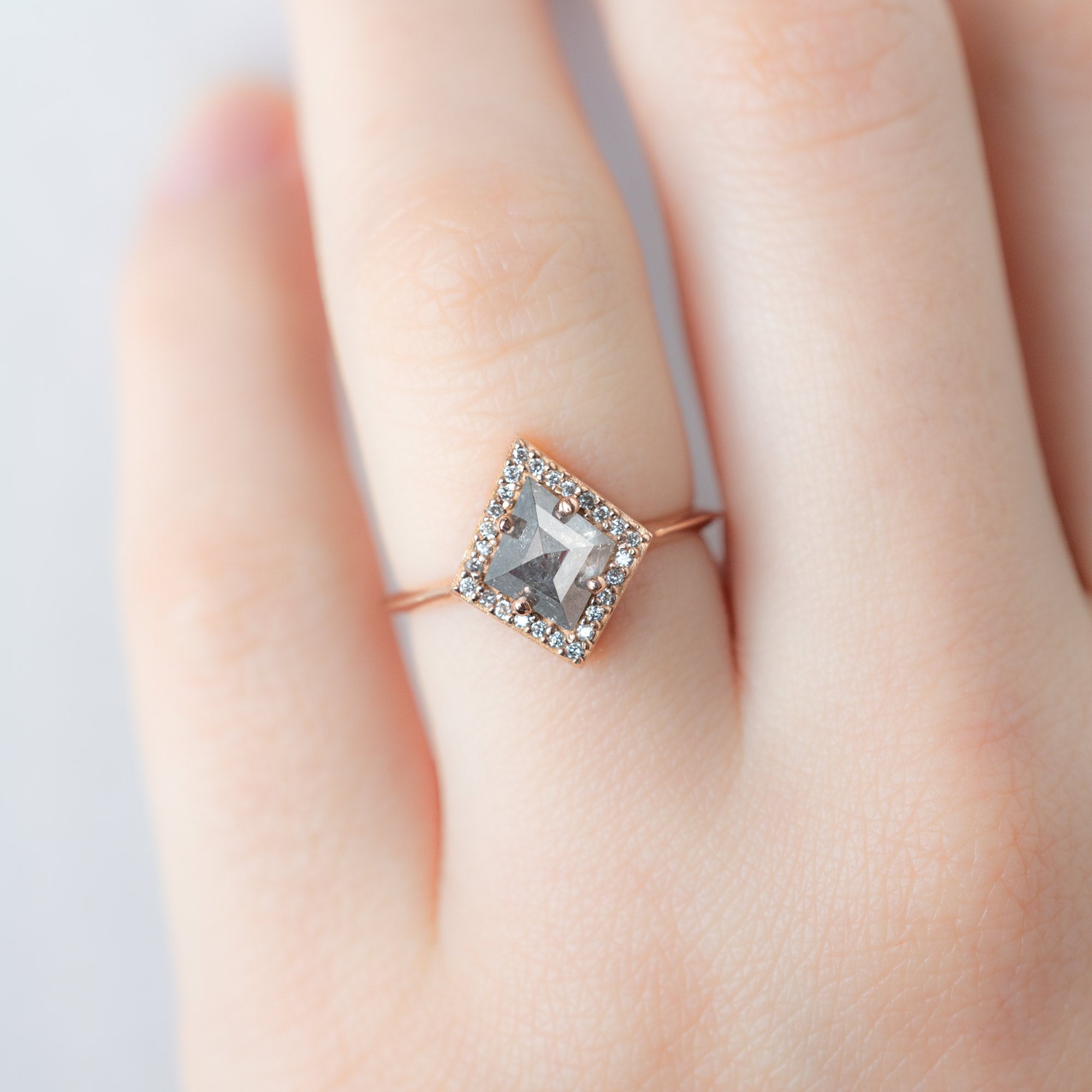 Alexis Russell  Engagement Rings The Dahlia Ring | .99ct Kite Salt and Pepper Diamond in 14K Rose Gold