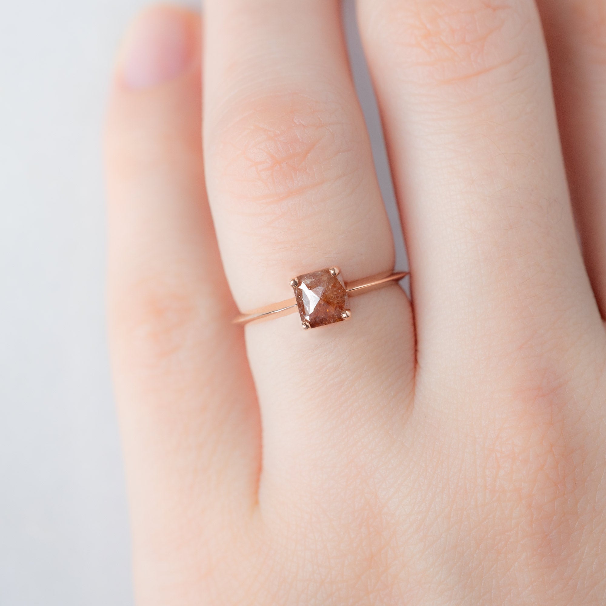 Alexis Russell  Engagement Rings The Bryn Ring | .54ct Emerald Cut Red Diamond in 14K Rose Gold