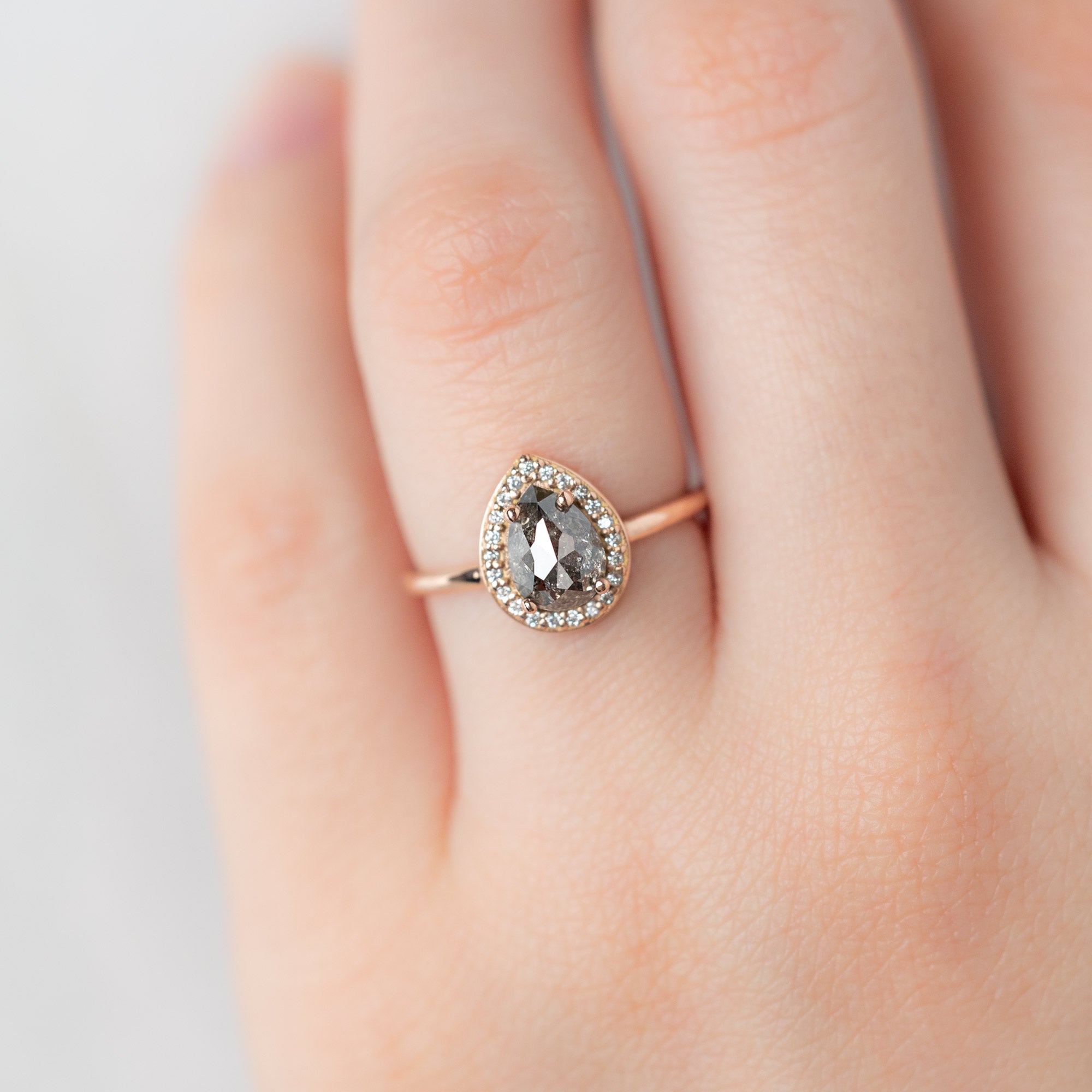 Alexis Russell  Engagement Rings The Dahlia Ring | 1.39ct Pear Salt and Pepper Diamond in 14K Rose Gold