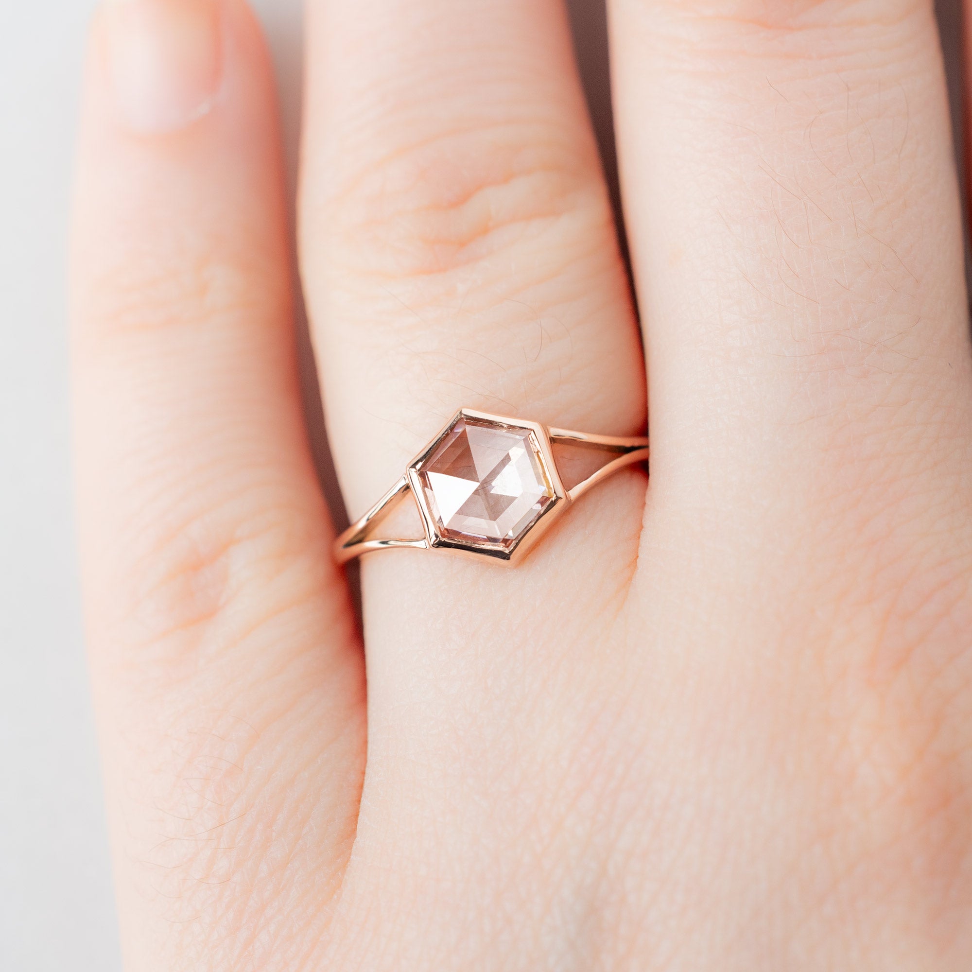 Alexis Russell  Engagement Rings The Magnolia Ring | 1.14ct Lab Grown Pink Hexagon Diamond in 14K Rose Gold