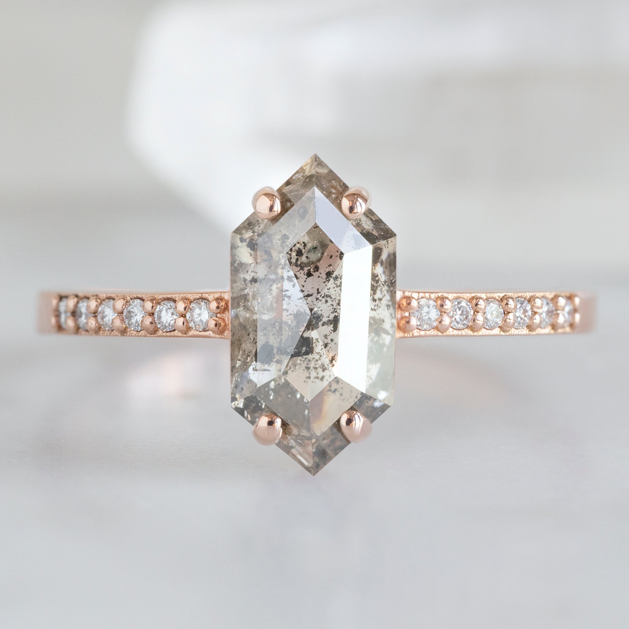 Alexis Russell  Engagement Rings The Willow Ring | Build Your Own Hexagon Salt and Pepper Diamond Engagement Ring