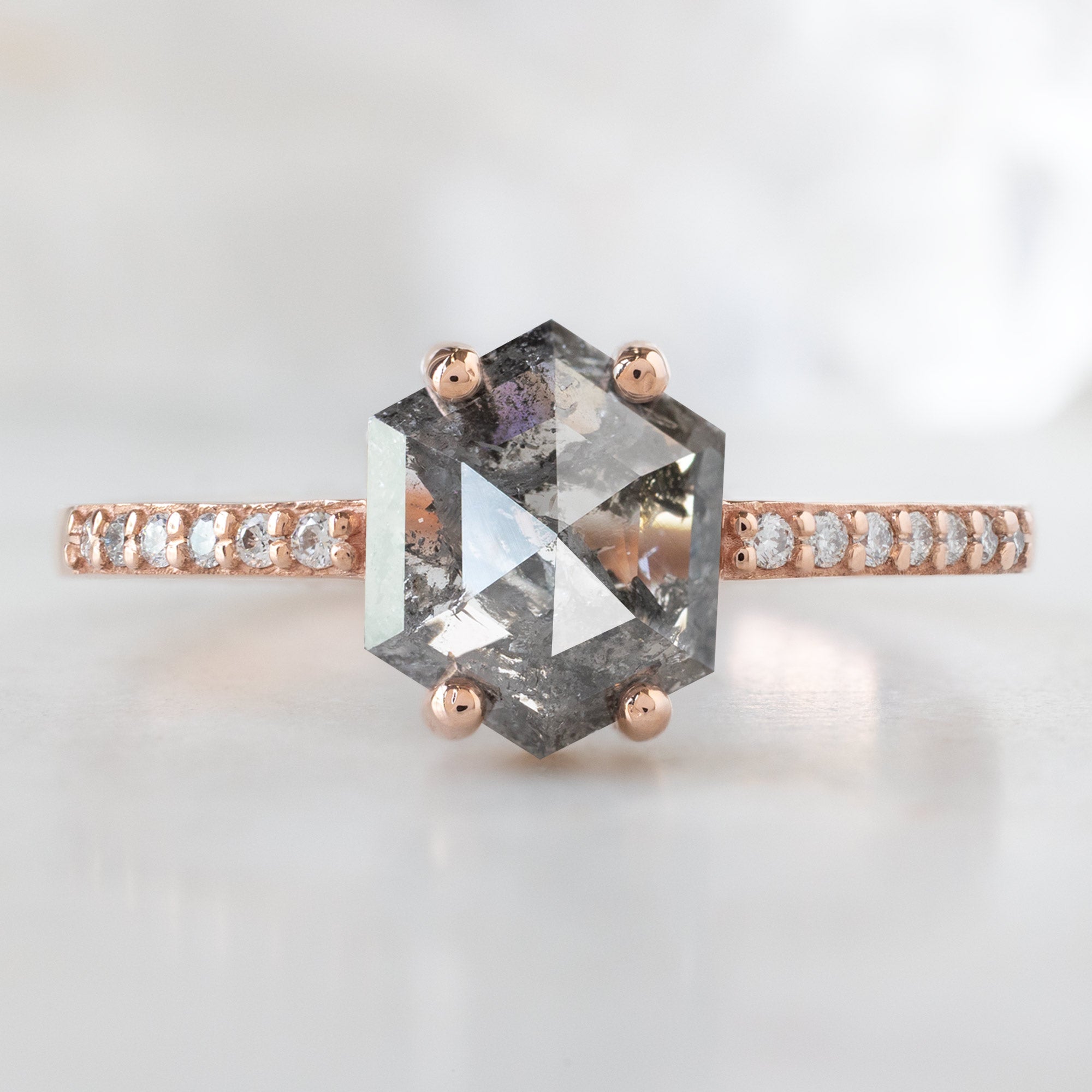 Alexis Russell  Engagement Rings The Willow Ring | Build Your Own Hexagon Salt and Pepper Diamond Engagement Ring