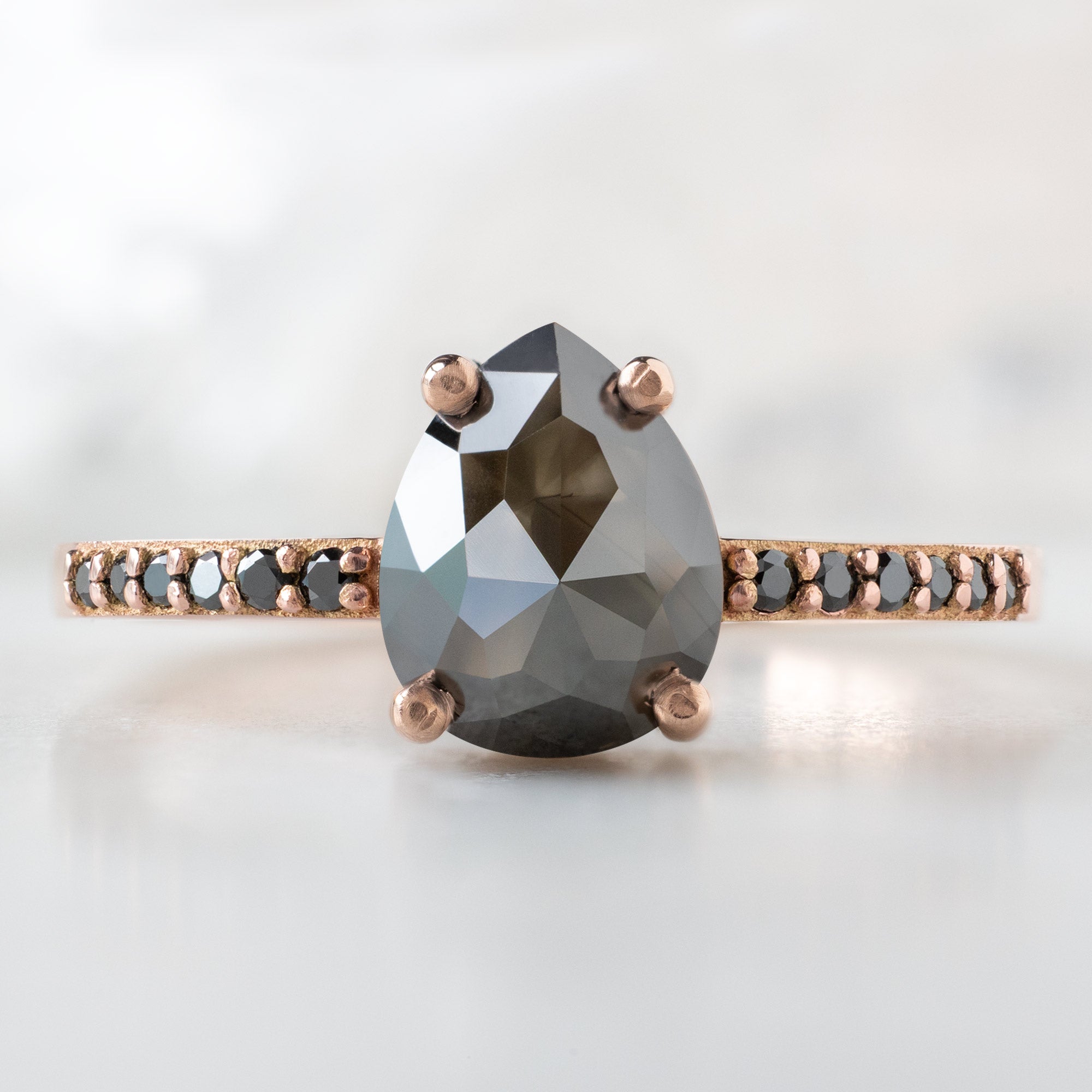 Alexis Russell  Engagement Rings The Willow Ring | 1.43ct Pear Black Diamond in 14K Rose Gold