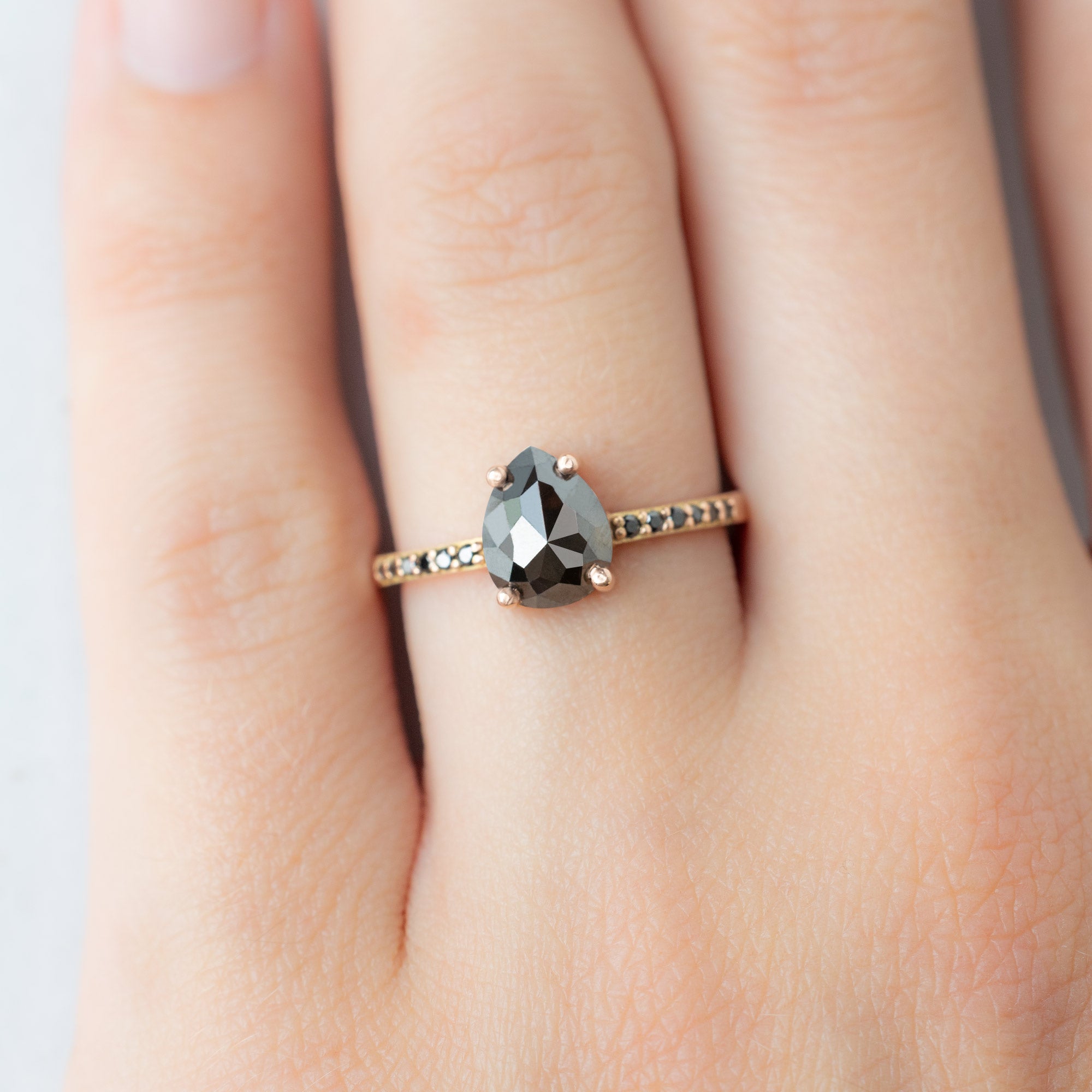 Alexis Russell  Engagement Rings The Willow Ring | 1.43ct Pear Black Diamond in 14K Rose Gold