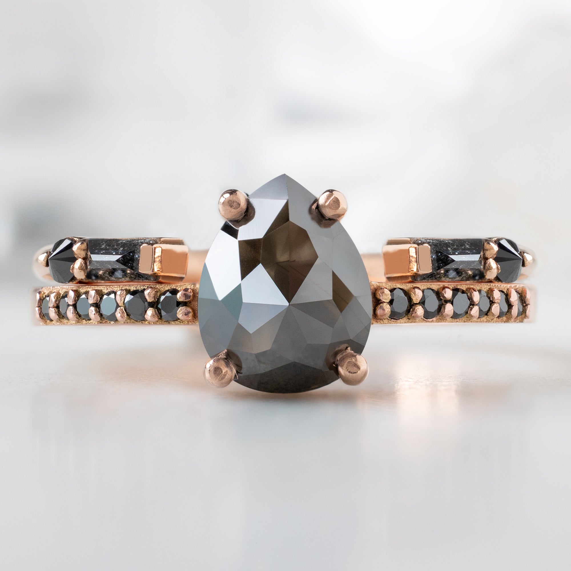 Alexis Russell  Engagement Rings The Willow Ring | 1.43ct Pear Black Diamond in 14K Rose Gold