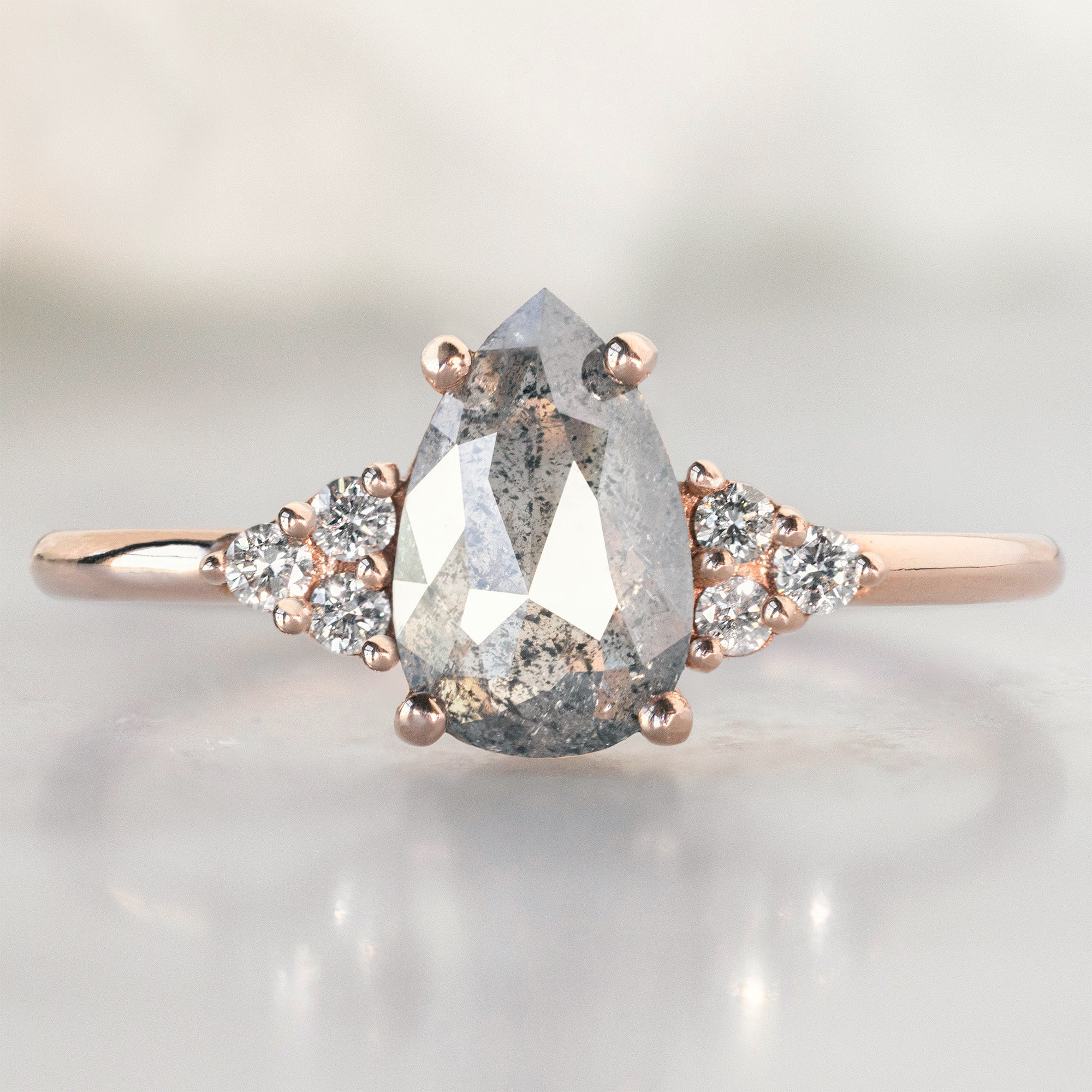 Alexis Russell  Engagement Rings The Ivy Ring | with a .92ct Pear Salt and Pepper Diamond in 14K Rose Gold