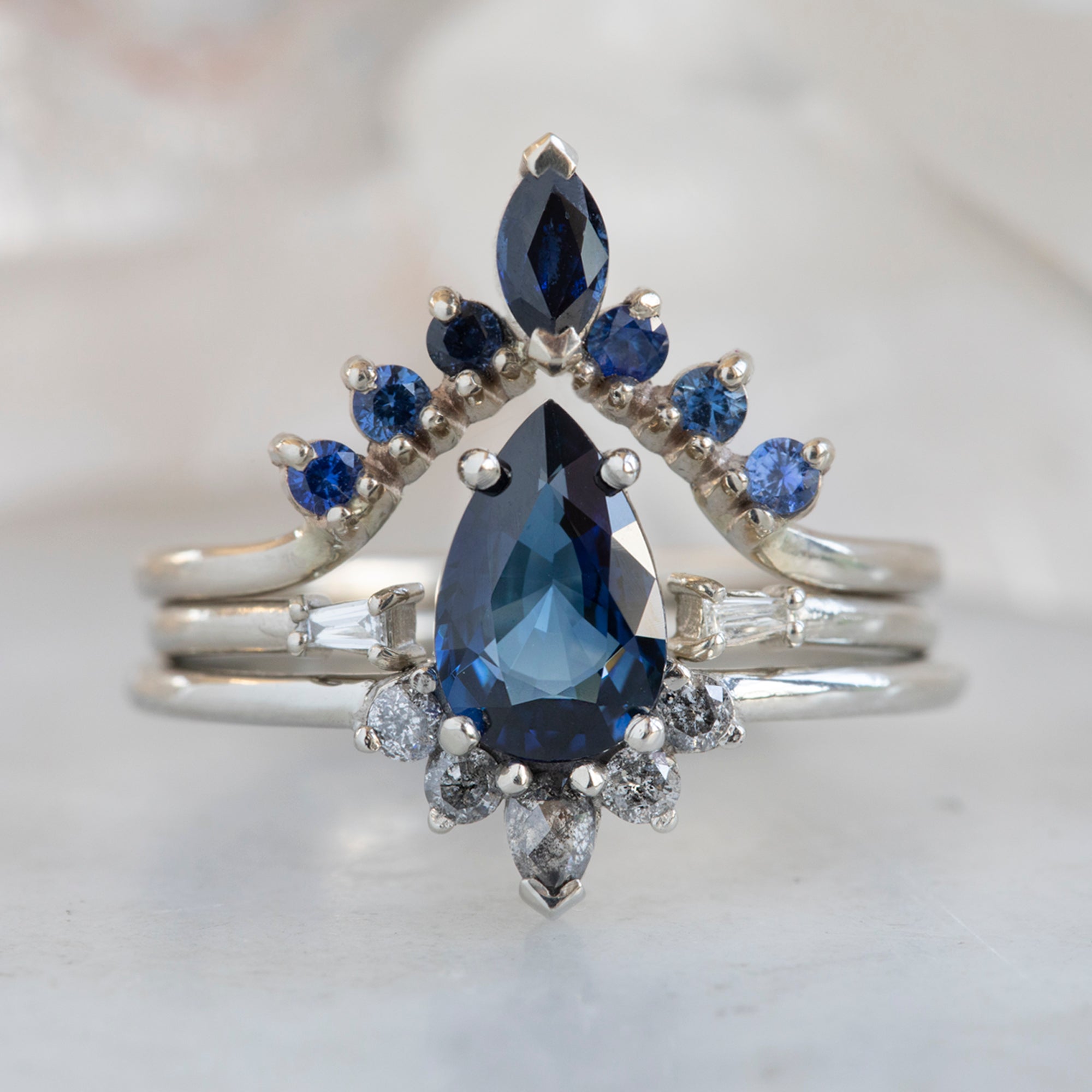 Alexis Russell Wedding Bands Sapphire Marquise Sunburst Stacking Band | Yellow, Rose or White Gold