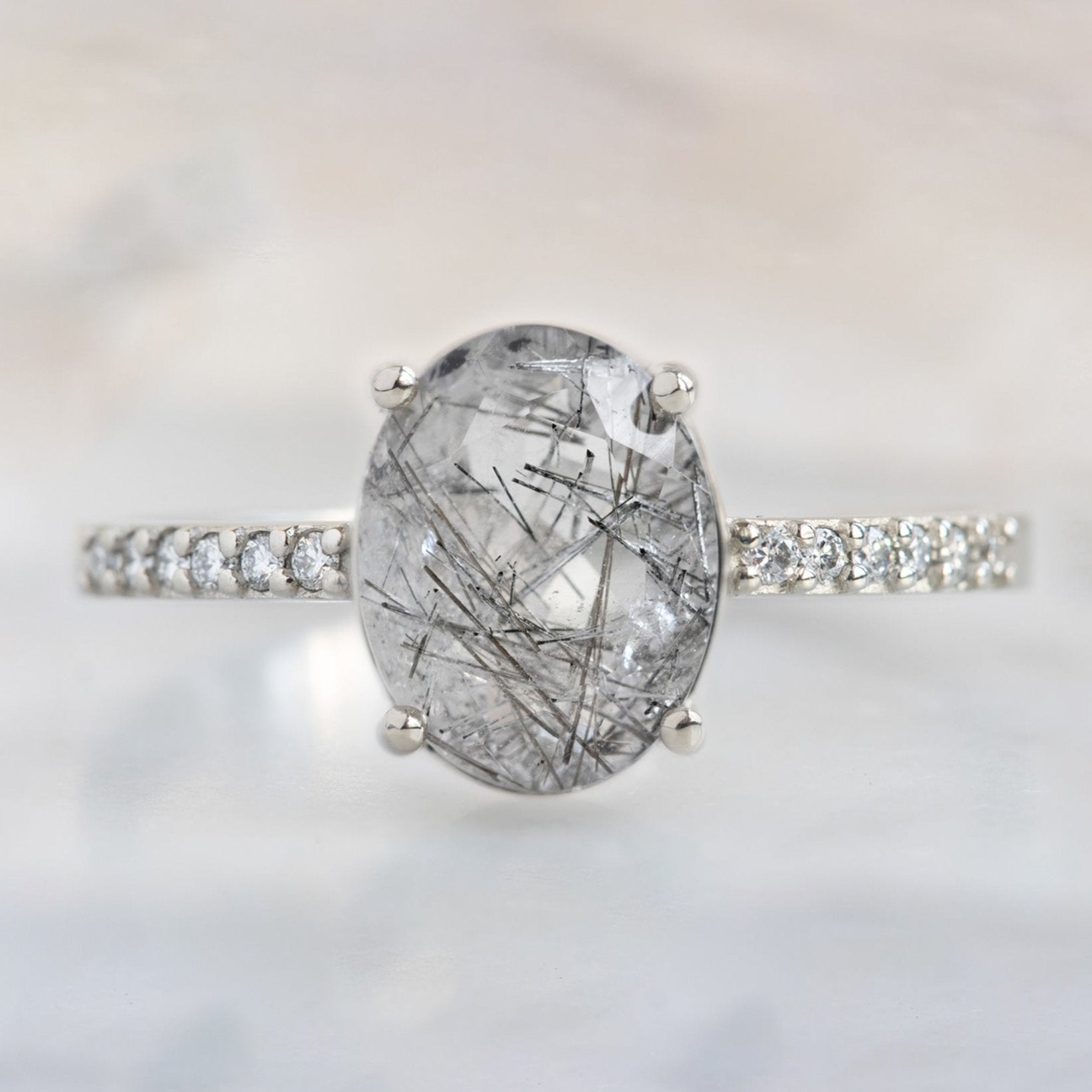 Alexis Russell Engagement Rings The Willow Ring | 1.84ct Oval Tourmaline in Quartz in 14K White Gold