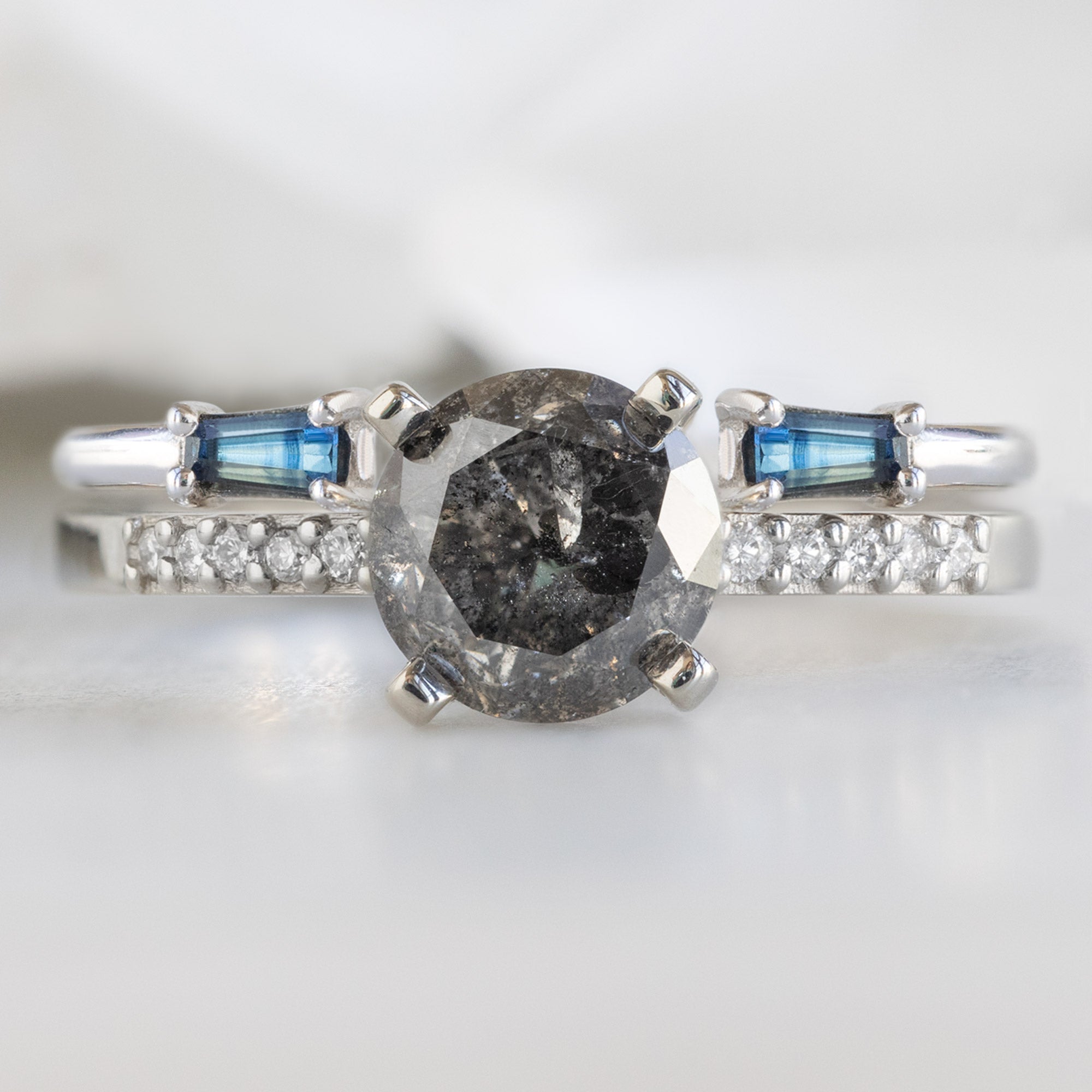 Alexis Russell Custom Diamond Ring Design Your Own Custom | Round Salt and Pepper Diamond Engagement Ring