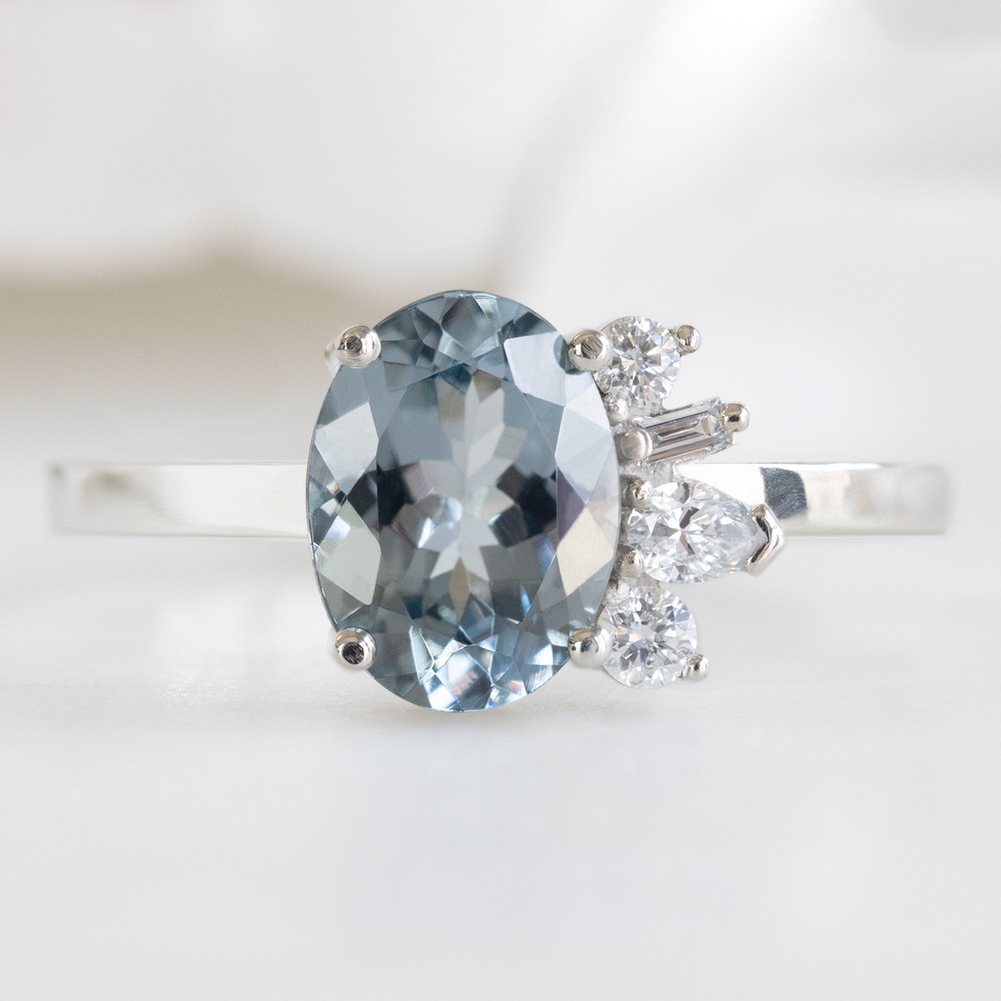 Alexis Russell Engagement Rings The Cluster Ring | 1.22ct Oval Spinel in 14K White Gold