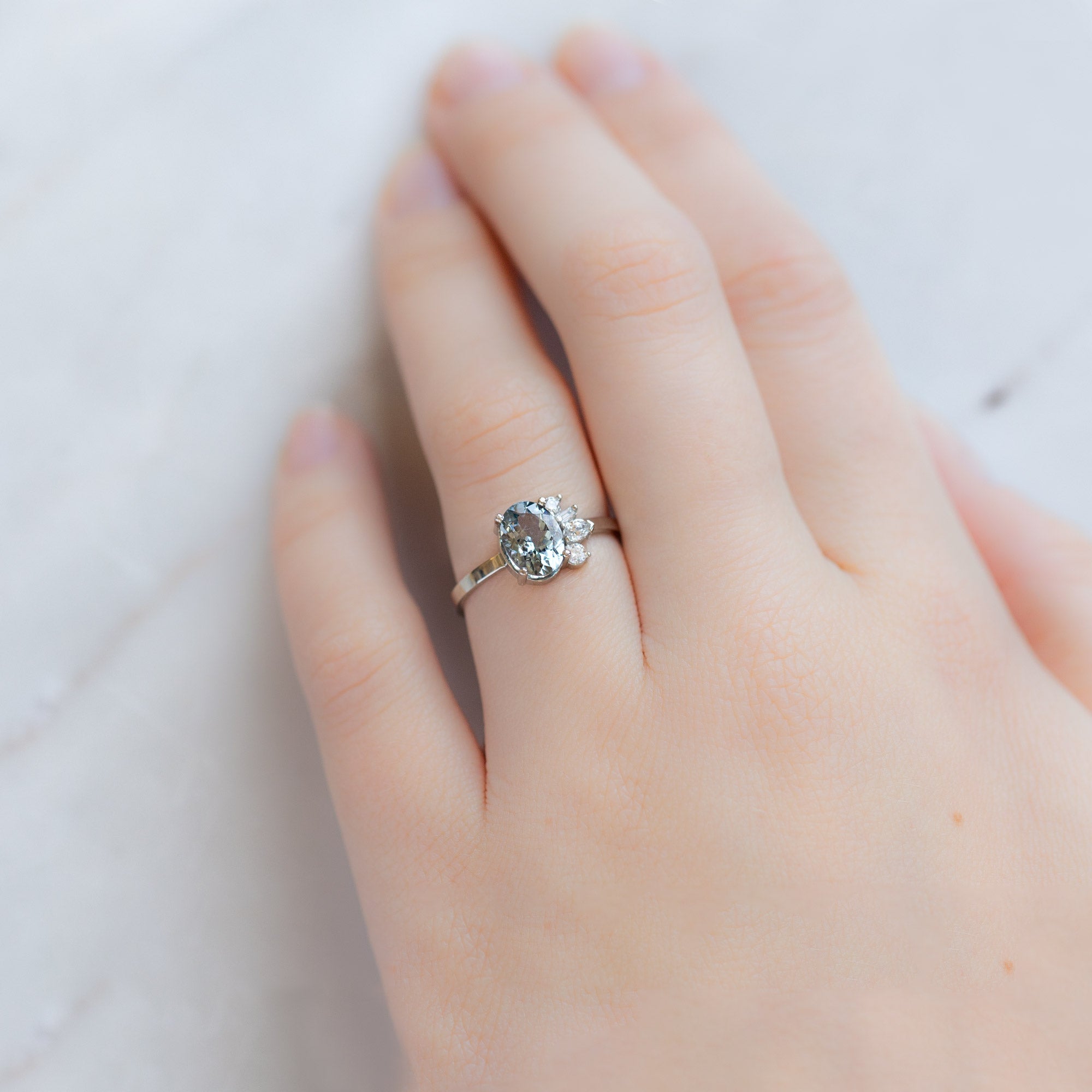 Alexis Russell Engagement Rings The Cluster Ring | 1.22ct Oval Spinel in 14K White Gold