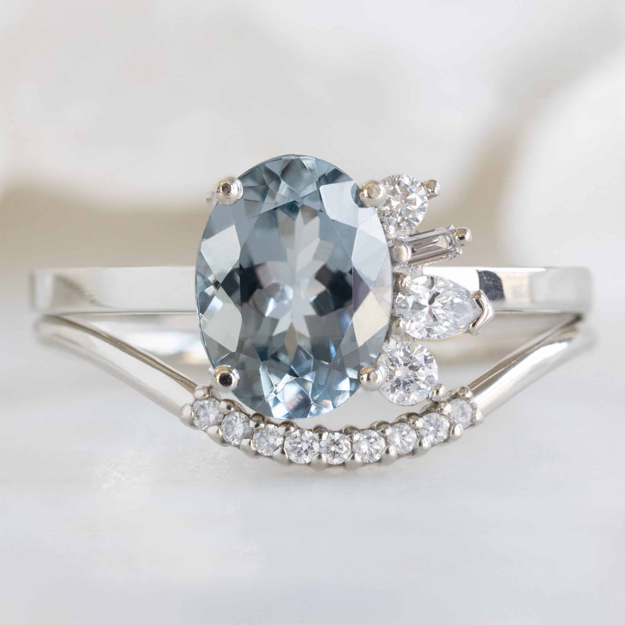 Alexis Russell Engagement Rings The Cluster Ring | 1.22ct Oval Spinel in 14K White Gold