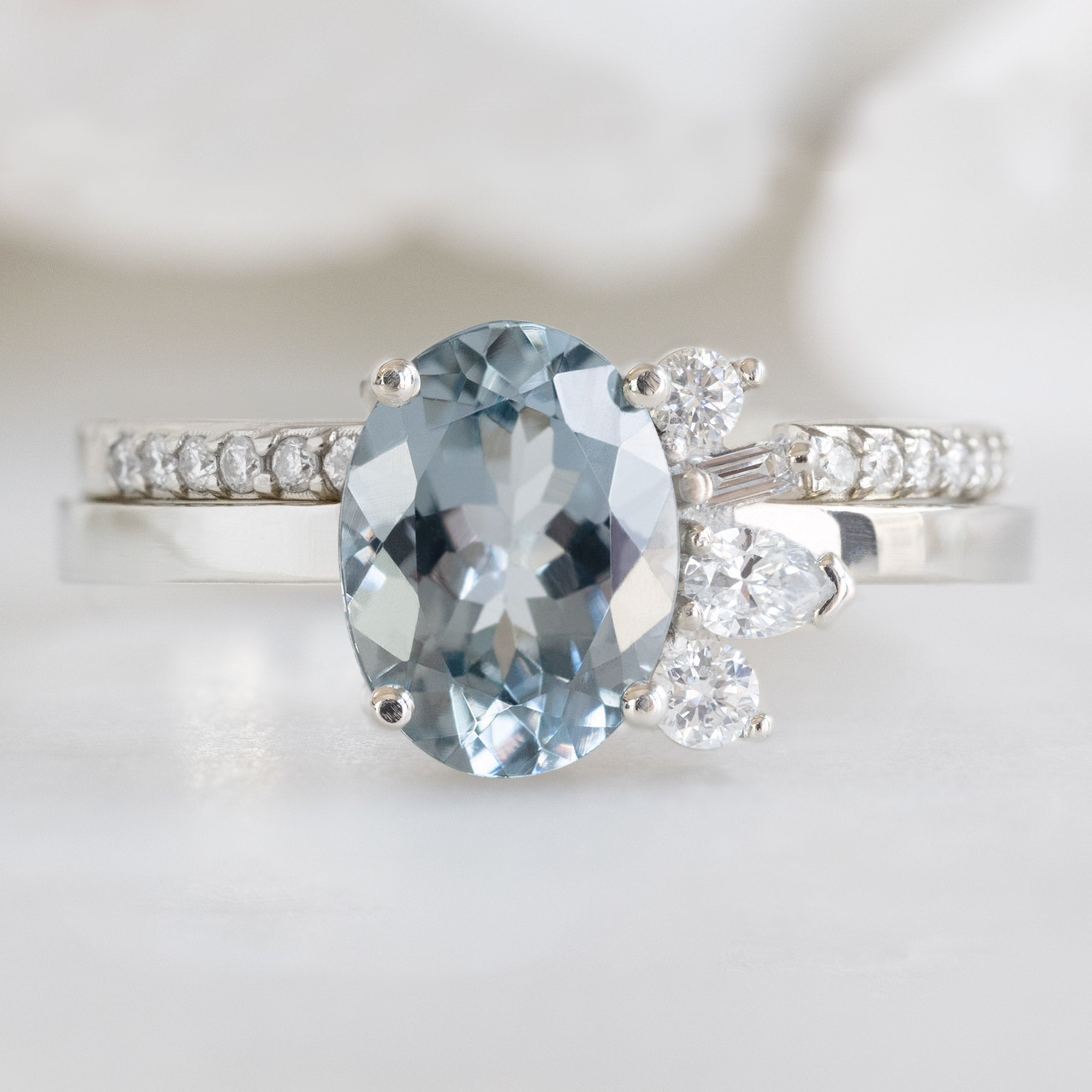 Alexis Russell Engagement Rings The Cluster Ring | 1.22ct Oval Spinel in 14K White Gold