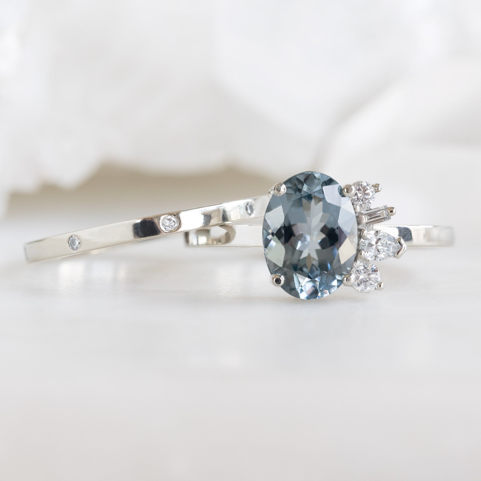 Alexis Russell Engagement Rings The Cluster Ring | 1.22ct Oval Spinel in 14K White Gold