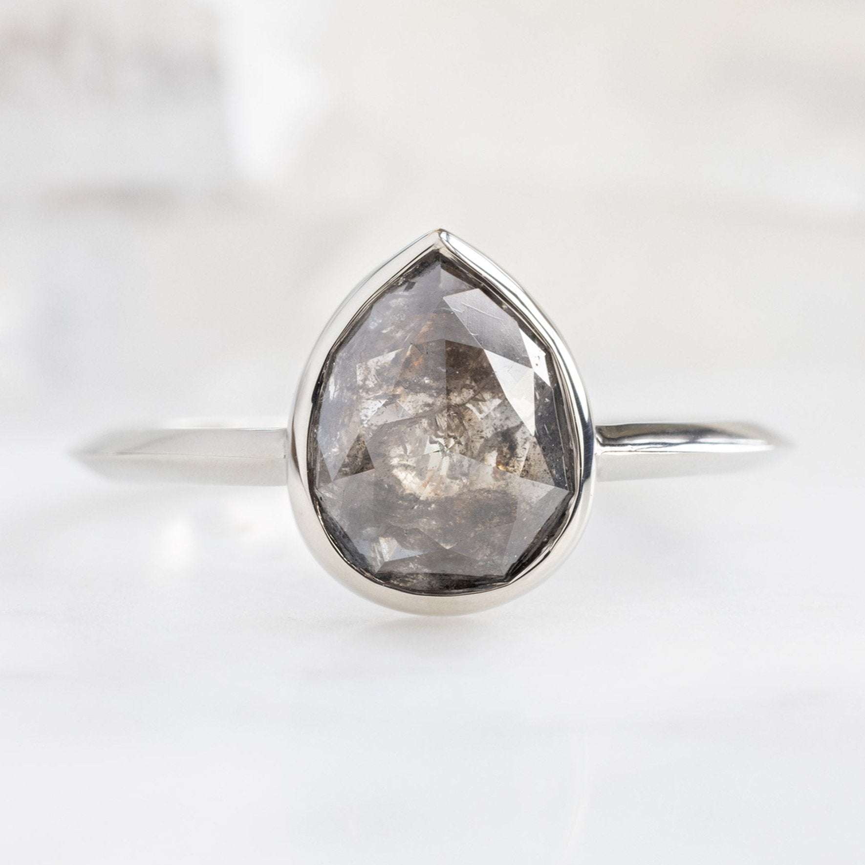 Alexis Russell Engagement Rings The Hazel Ring | 1.52ct Pear Black Diamond in 14K White Gold