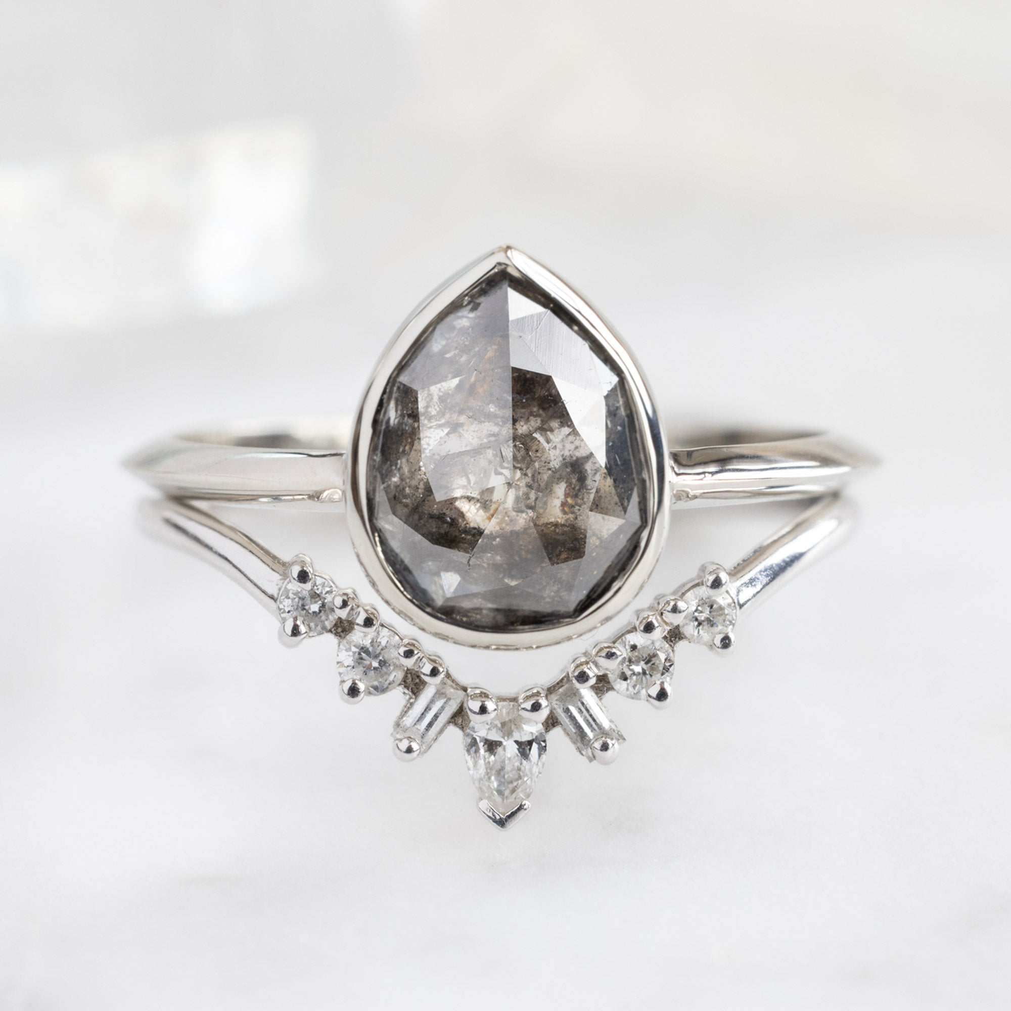 Alexis Russell Engagement Rings The Hazel Ring | 1.52ct Pear Black Diamond in 14K White Gold