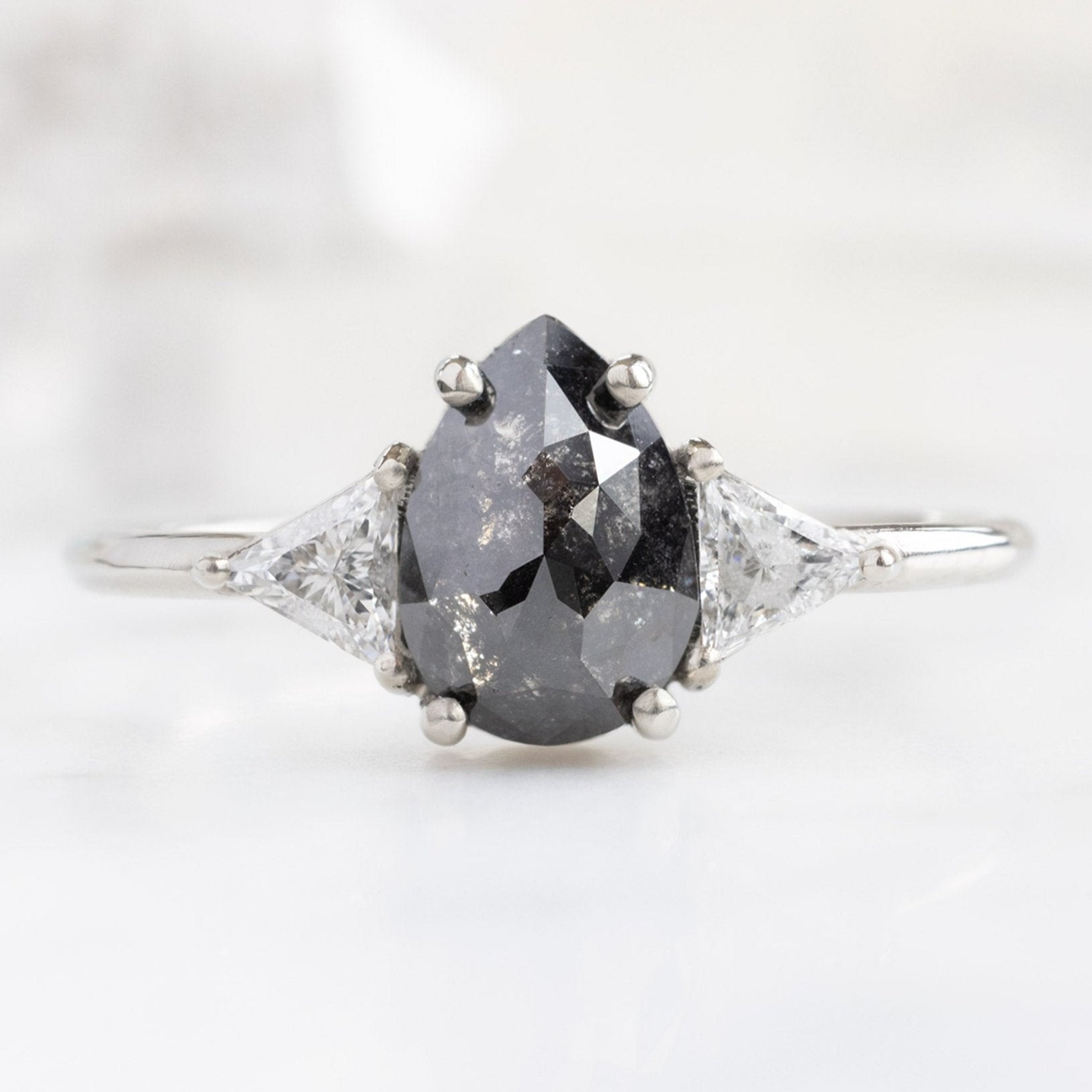 Alexis Russell Engagement Rings The Jade Ring | 1.28ct Pear Black Diamond in 14K White Gold
