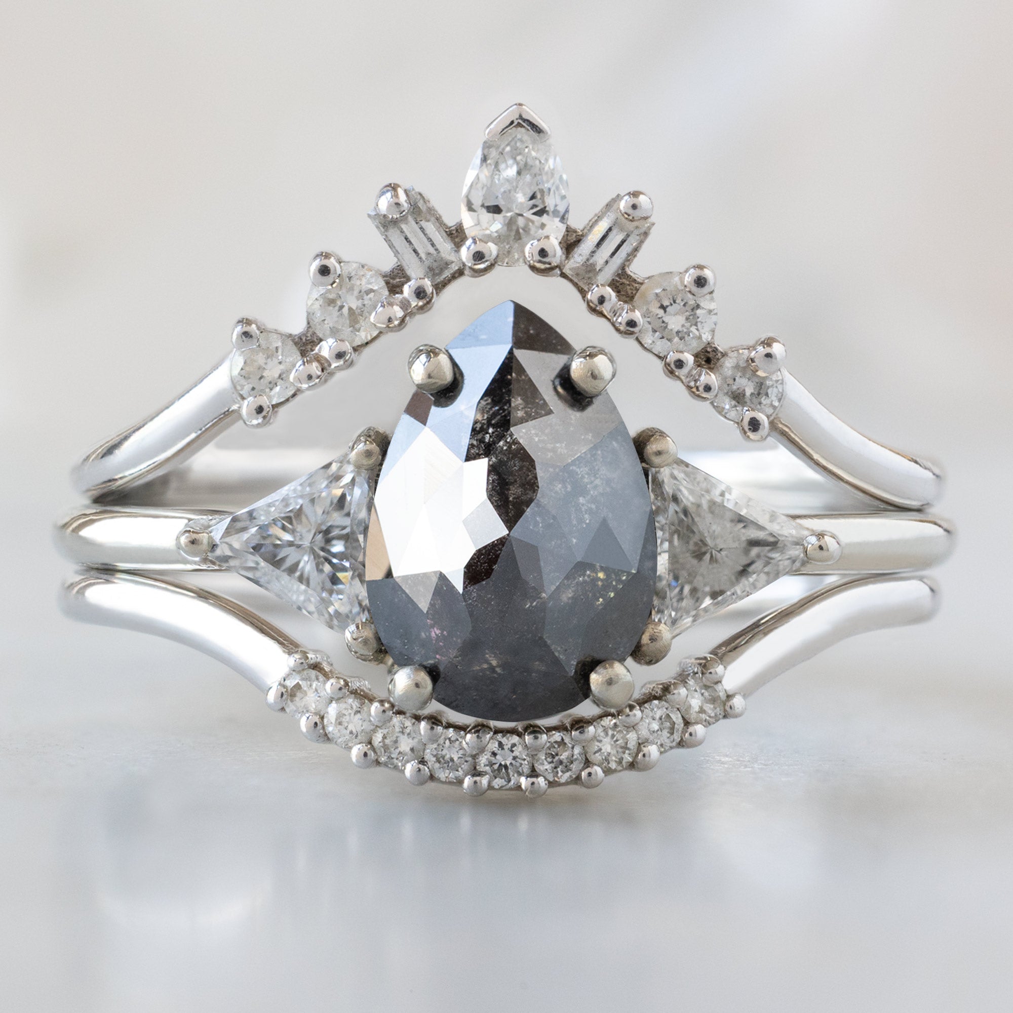 Alexis Russell Engagement Rings The Jade Ring | 1.28ct Pear Black Diamond in 14K White Gold