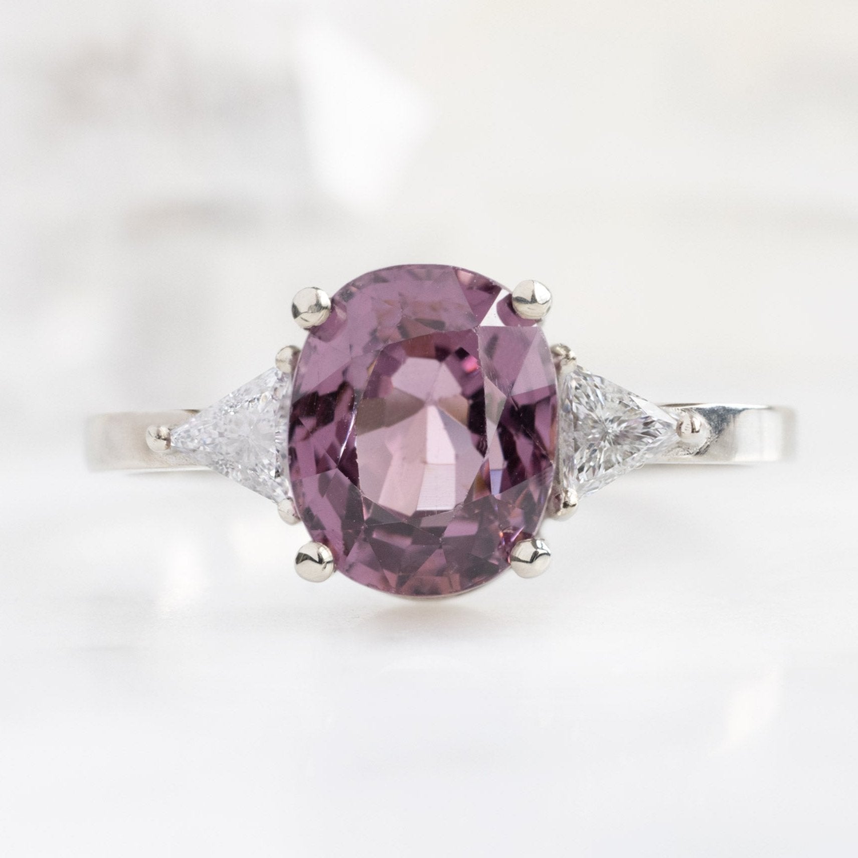 Alexis Russell Engagement Rings The Jade Ring | 2.30ct Oval Magenta Spinel in 14K White Gold