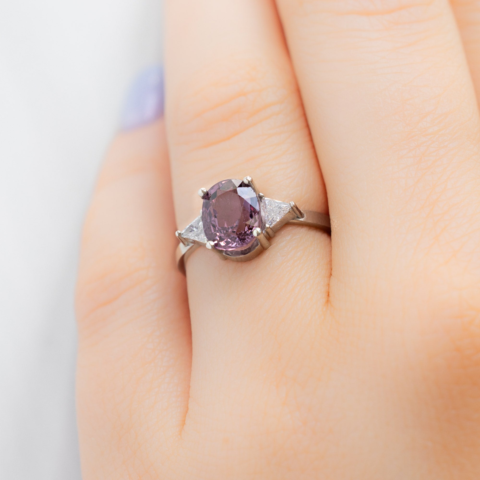 Alexis Russell Engagement Rings The Jade Ring | 2.30ct Oval Magenta Spinel in 14K White Gold