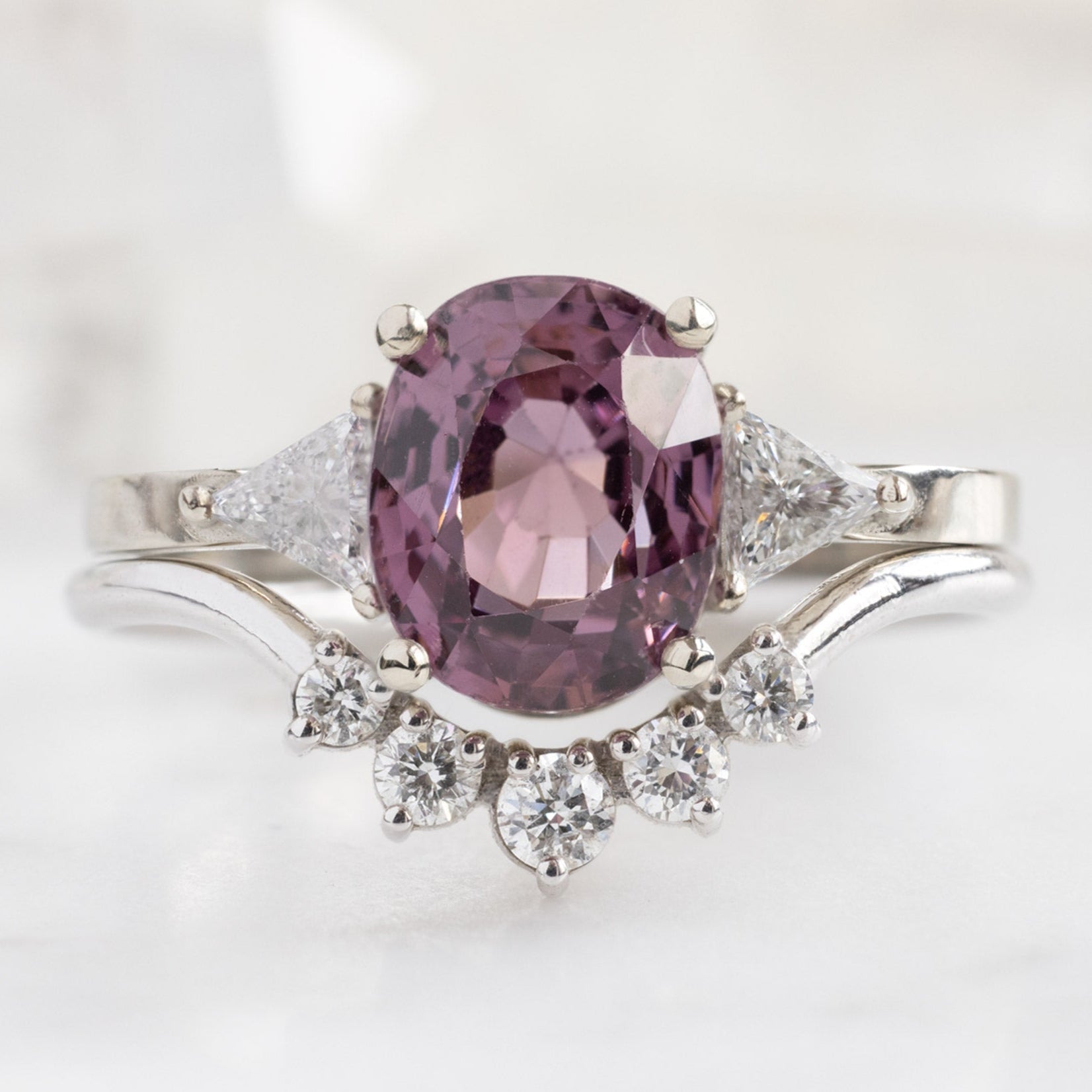 Alexis Russell Engagement Rings The Jade Ring | 2.30ct Oval Magenta Spinel in 14K White Gold