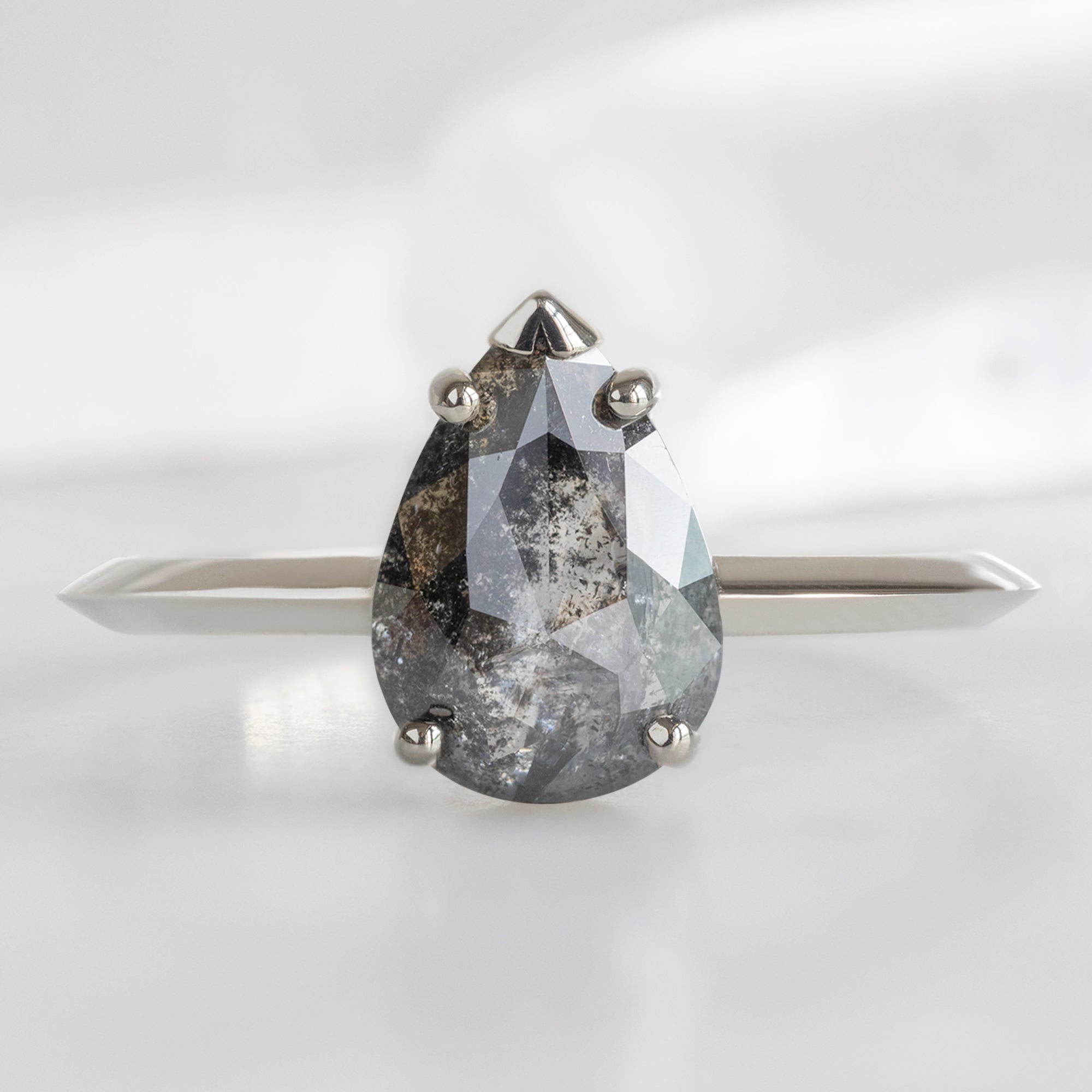 Alexis Russell Engagement Rings The Sage Ring | 1.10ct Pear Black Diamond in 14K White Gold