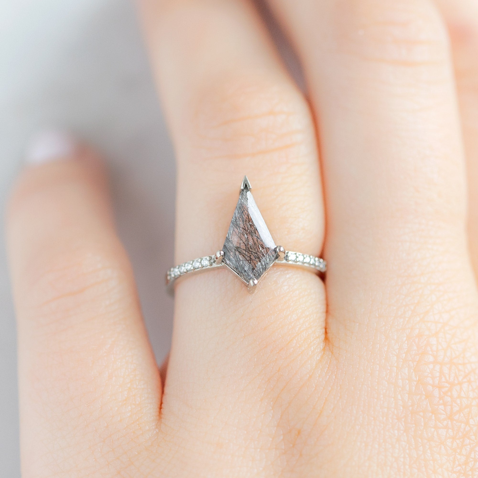 Alexis Russell Custom Diamond Ring Design Your Own Custom | Tourmaline in Quartz Engagement Ring