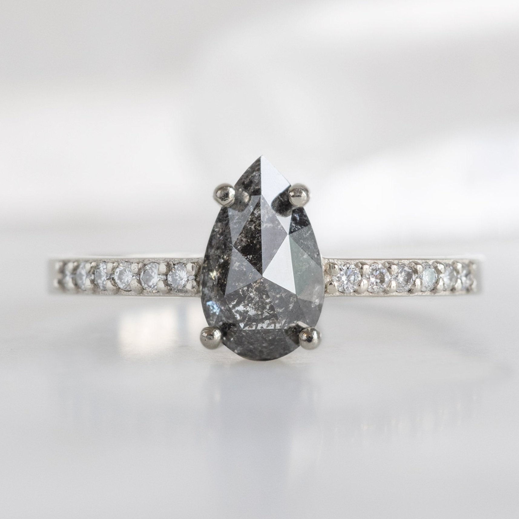 Alexis Russell Engagement Rings The Willow Ring | 0.64ct Pear Black Diamond in 14K White Gold
