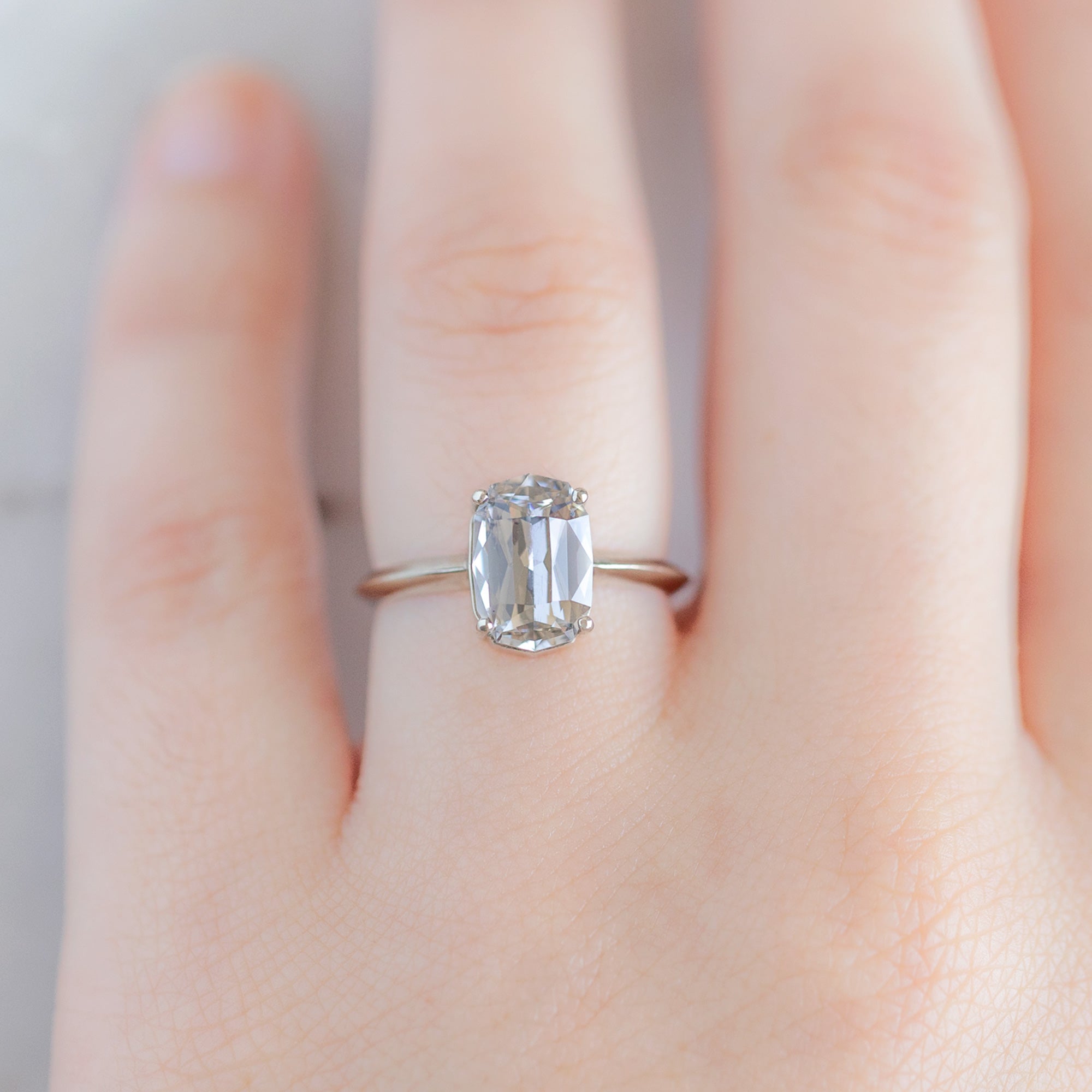 Alexis Russell Engagement Rings The Bryn Ring | 3.12ct Cushion Cut Lilac Sapphire in 14K White Gold