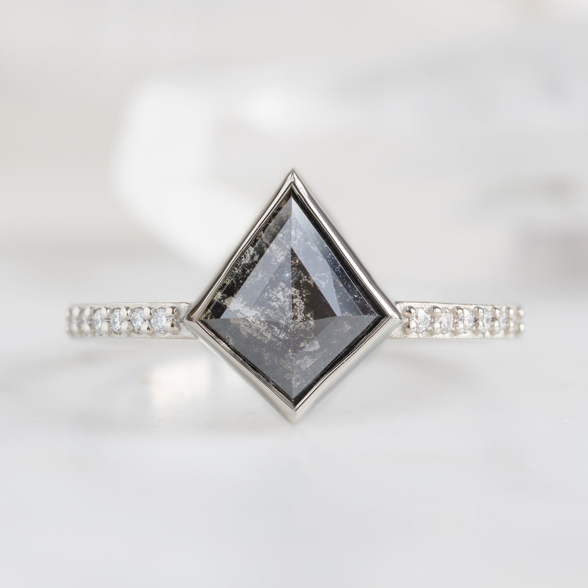 Alexis Russell Engagement Rings The Willow Ring | 1.19ct Kite Black Diamond in 14K White Gold