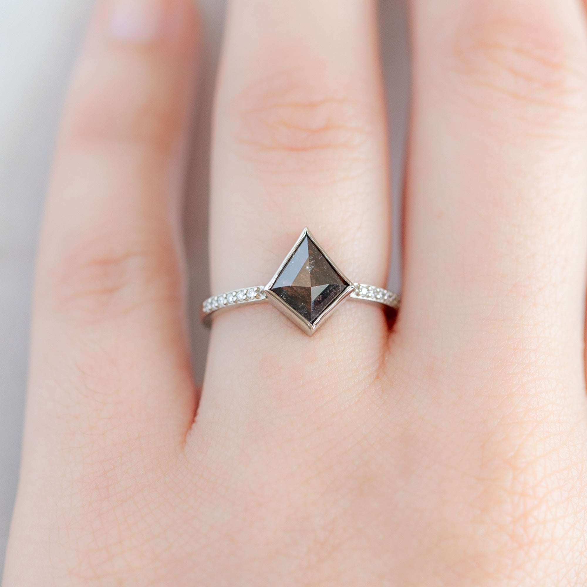 Alexis Russell Engagement Rings The Willow Ring | 1.19ct Kite Black Diamond in 14K White Gold