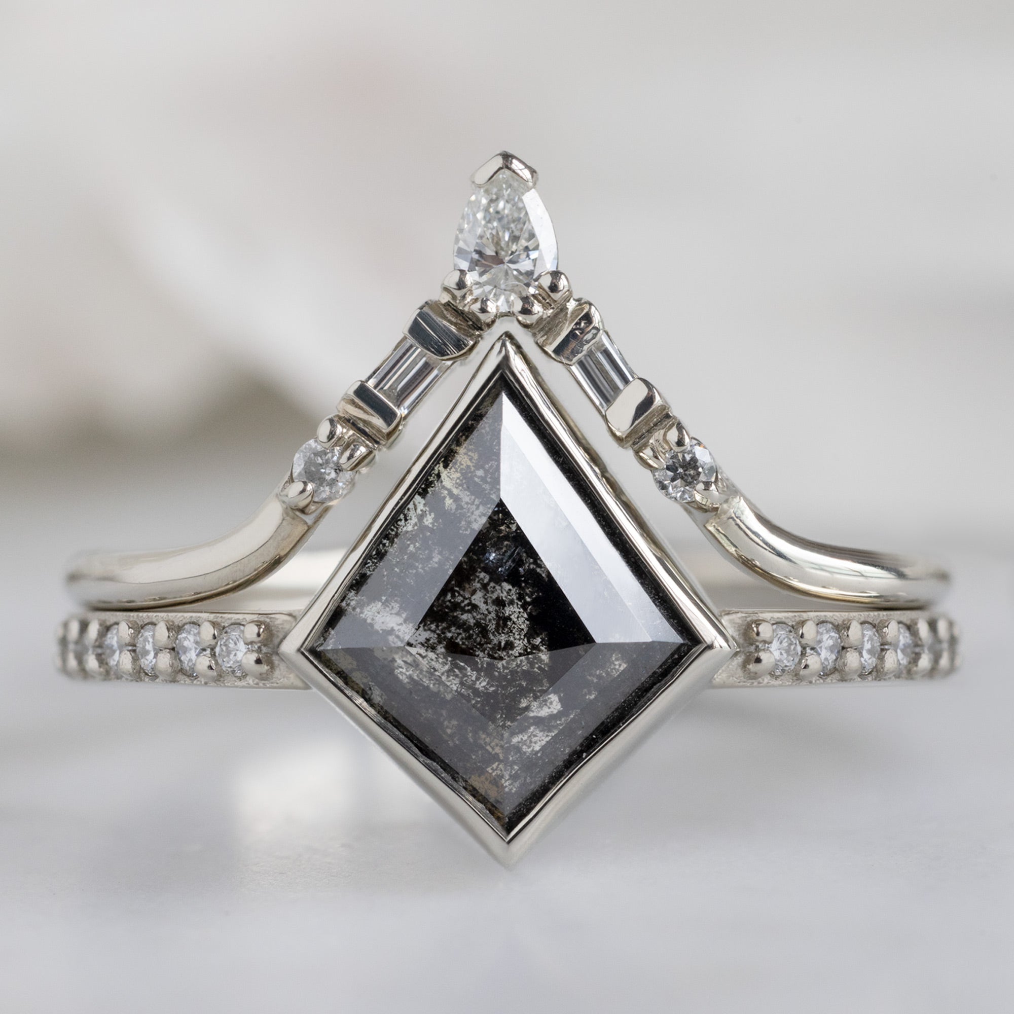 Alexis Russell Engagement Rings The Willow Ring | 1.19ct Kite Black Diamond in 14K White Gold