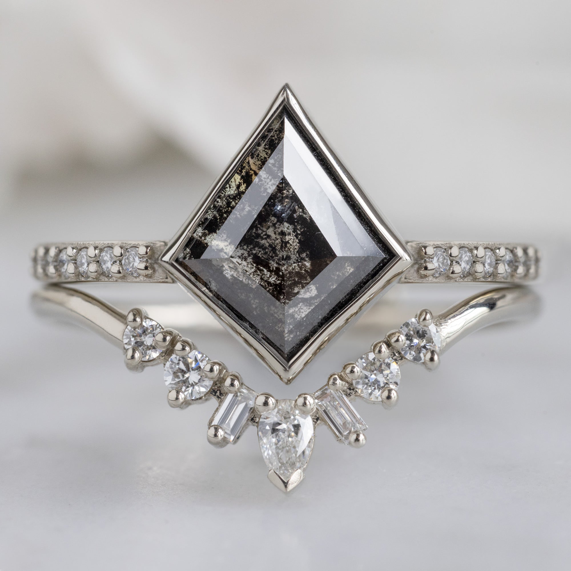Alexis Russell Engagement Rings The Willow Ring | 1.19ct Kite Black Diamond in 14K White Gold