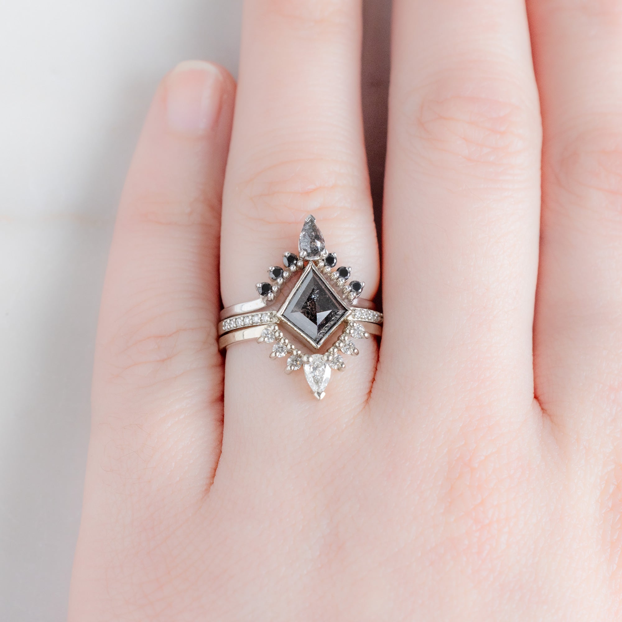 Alexis Russell Engagement Rings The Willow Ring | 1.19ct Kite Black Diamond in 14K White Gold