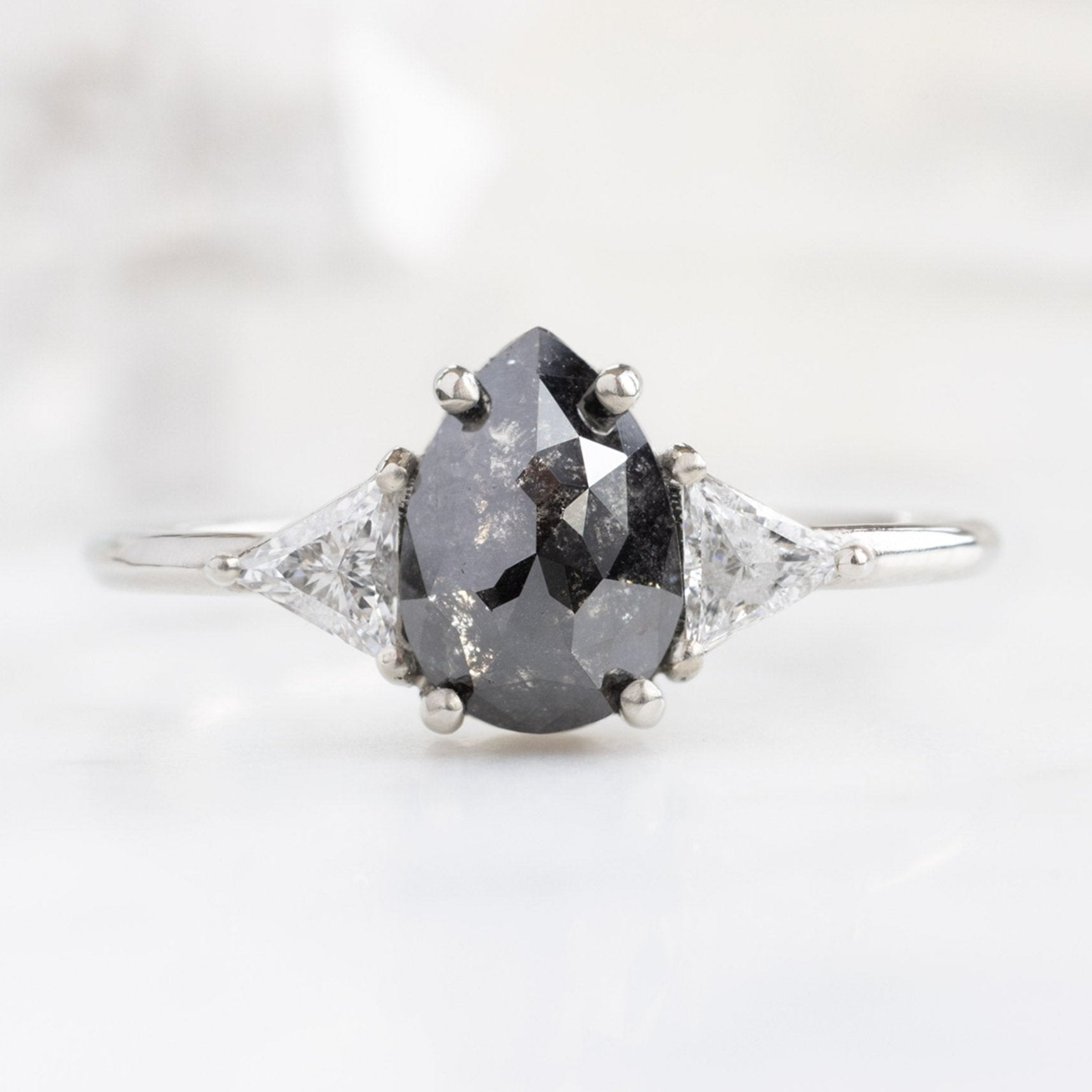 Alexis Russell Engagement Rings The Jade Ring | 1.39ct Pear Black Diamond in 14K White Gold
